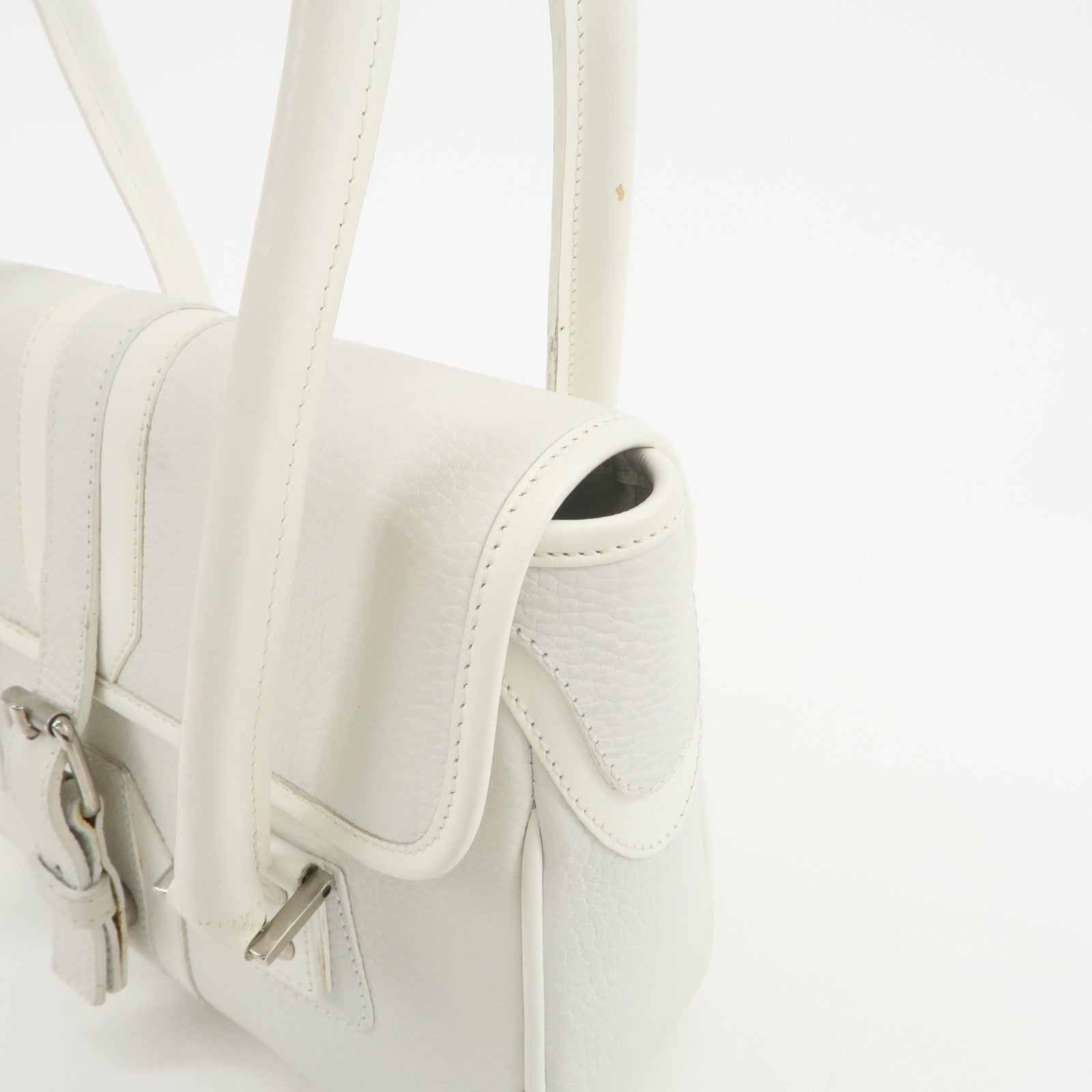 BURBERRY Leather Shoulder Bag Hand Bag White