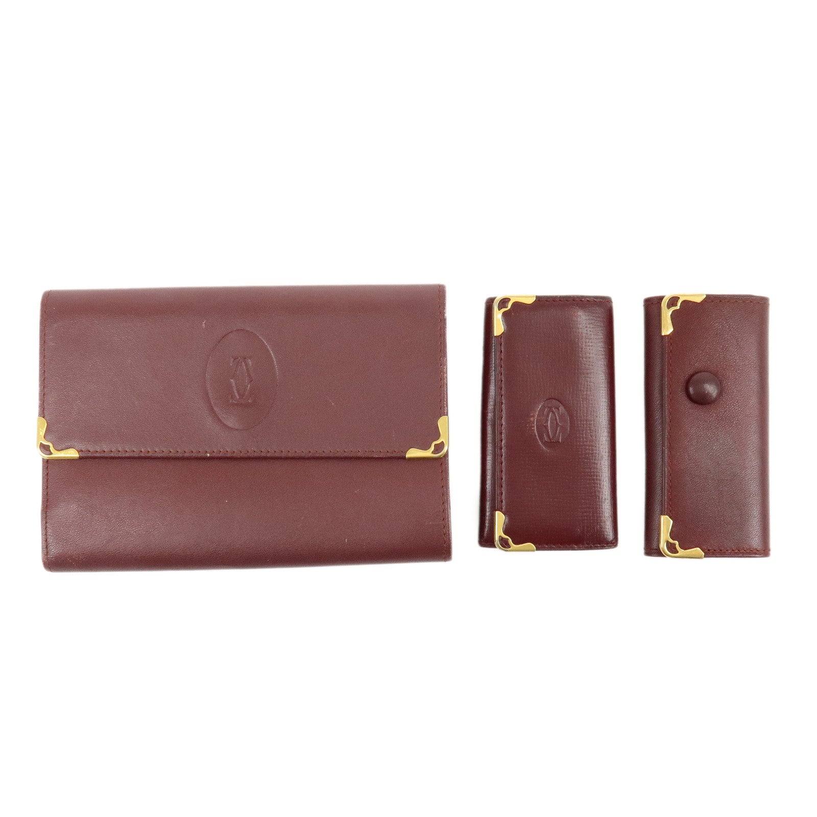 Cartier Must de Cartier Set of 3 Calf Skin Wallet 4Ring Key Case