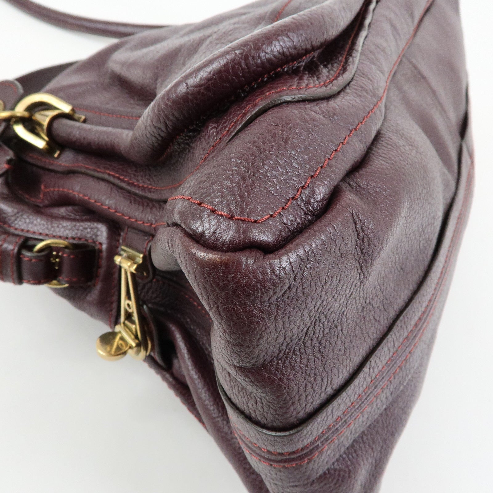 Chloe Paraty Leather 2Way Bag Shoulder Bag Hand Bag Purple