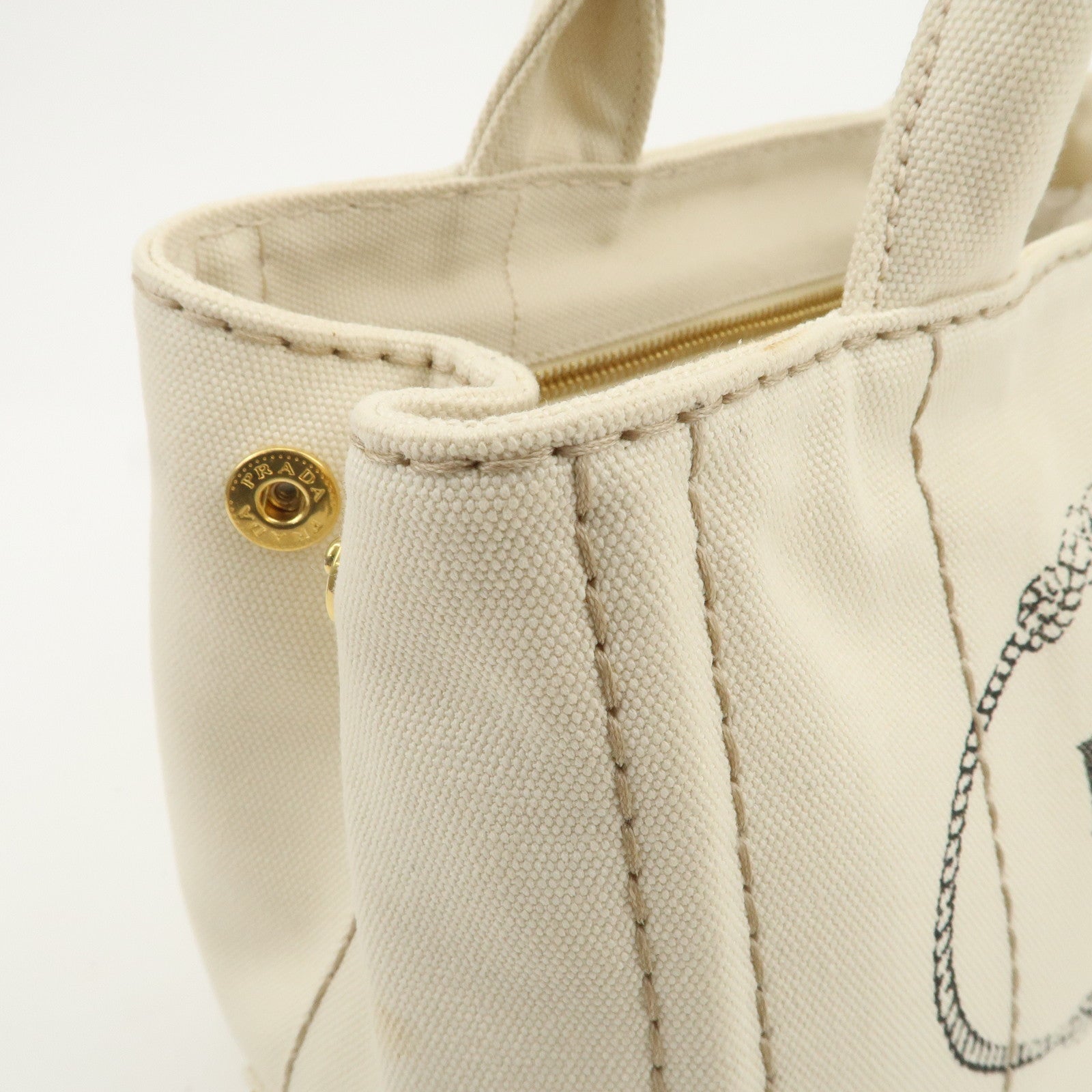 PRADA Canapa Mini Canvas 2Way Hand Shoulder Bag Ivory B2439G