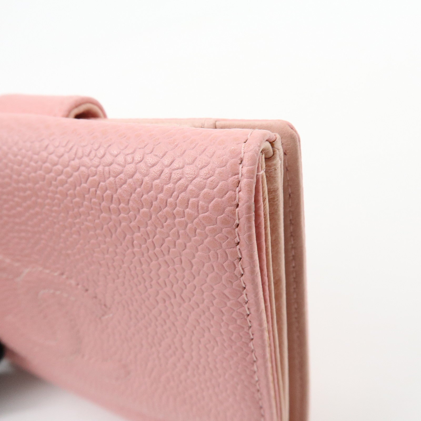 CHANEL COCO Mark Caviarskin Bi-fold Wallet Compact Wallet Pink
