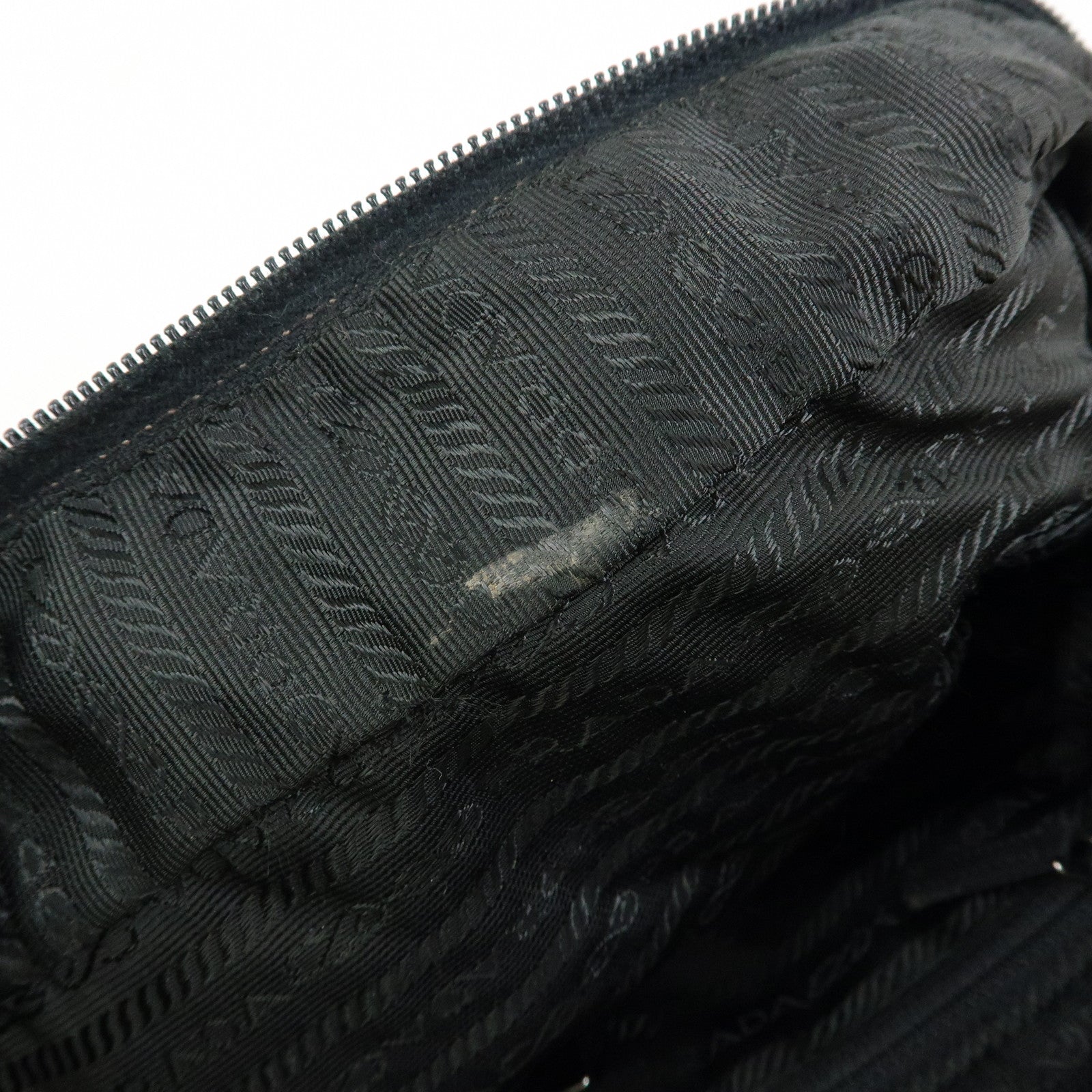 PRADA Triangle Logo Nylon Leather Hand Bag Brown Black