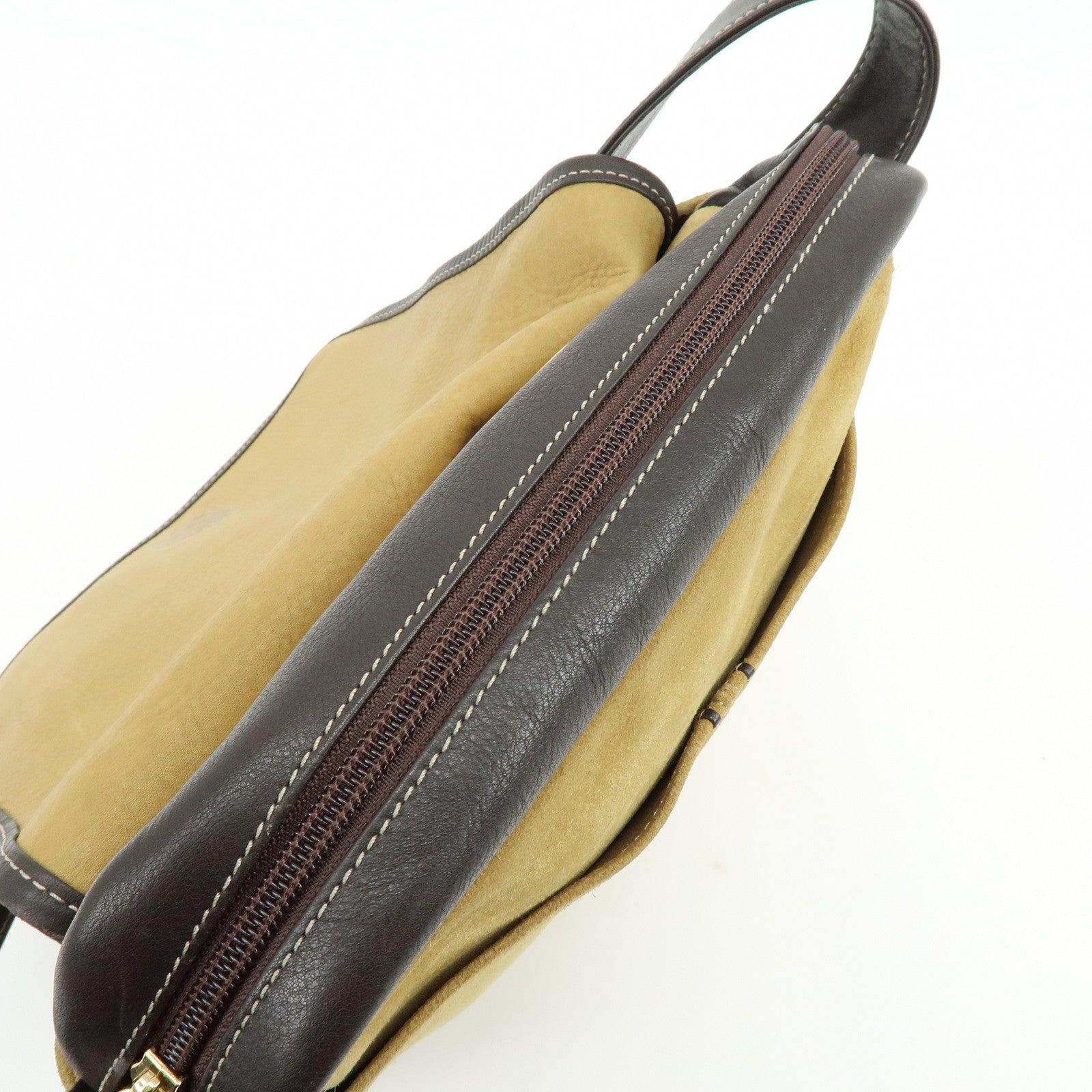 LOEWE Anagram Suede Leather Shoulder Bag Crossbody Bag Beige