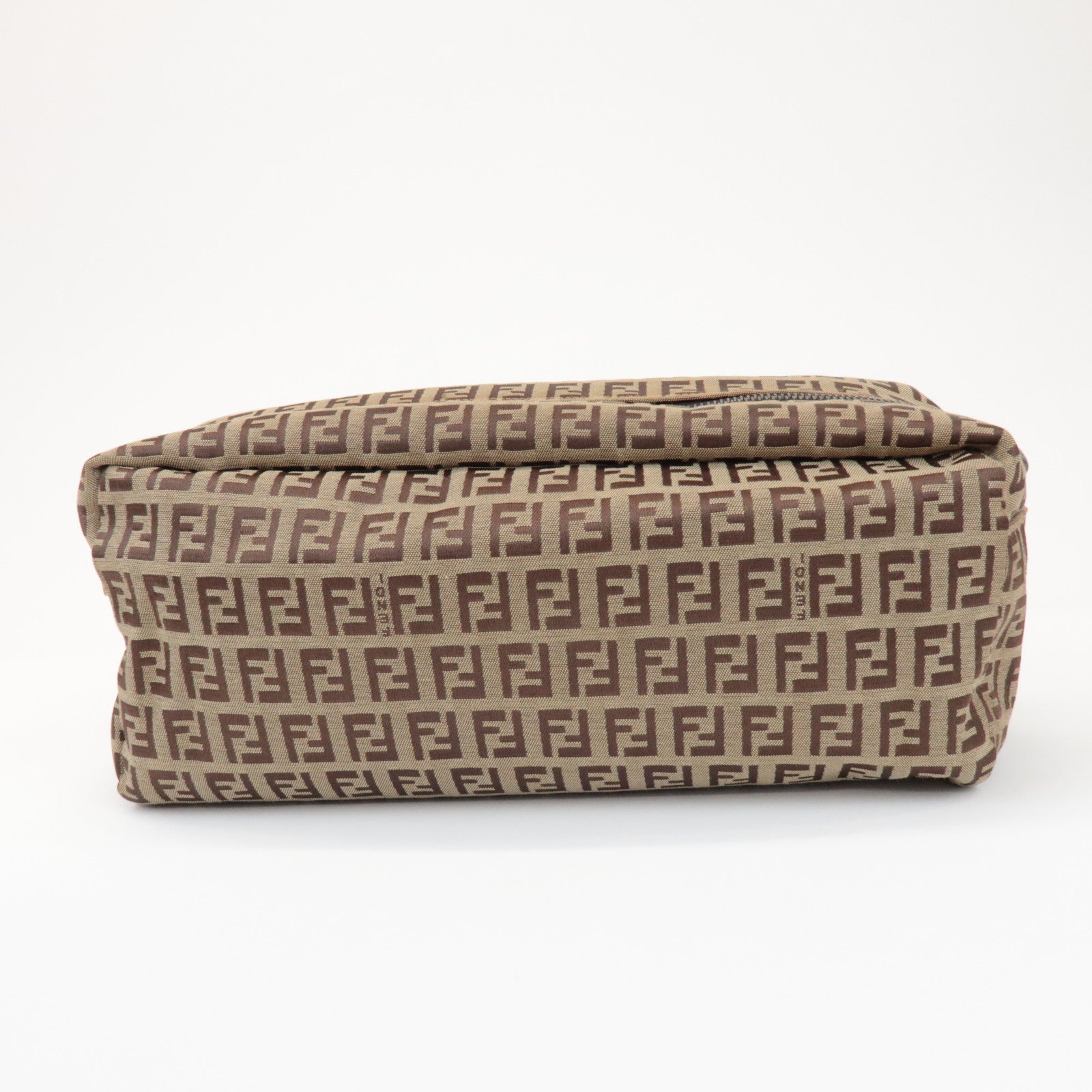 FENDI Zucchino Canvas Leather Pouch Cosmetic Pouch Brown