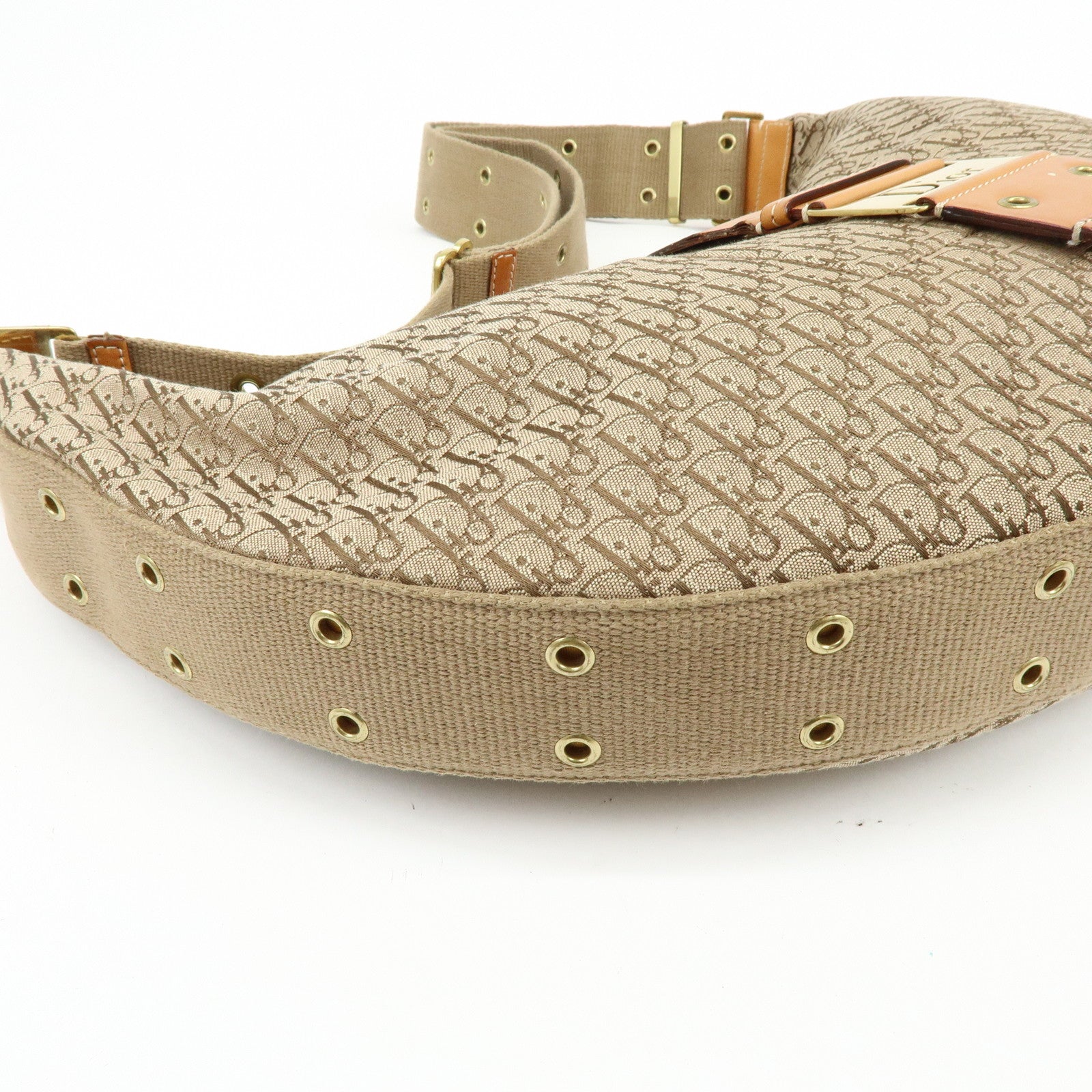 Christian Dior Trotter Canvas Leather Shoulder Crossbody Bag Beige