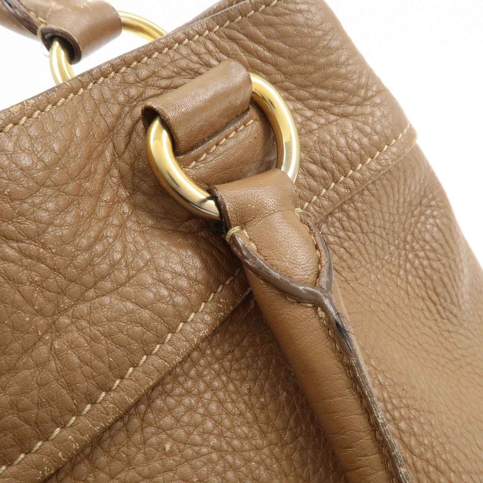 PRADA Calf Leather 2Way Bag Hand Bag Shoulder Bag Brown