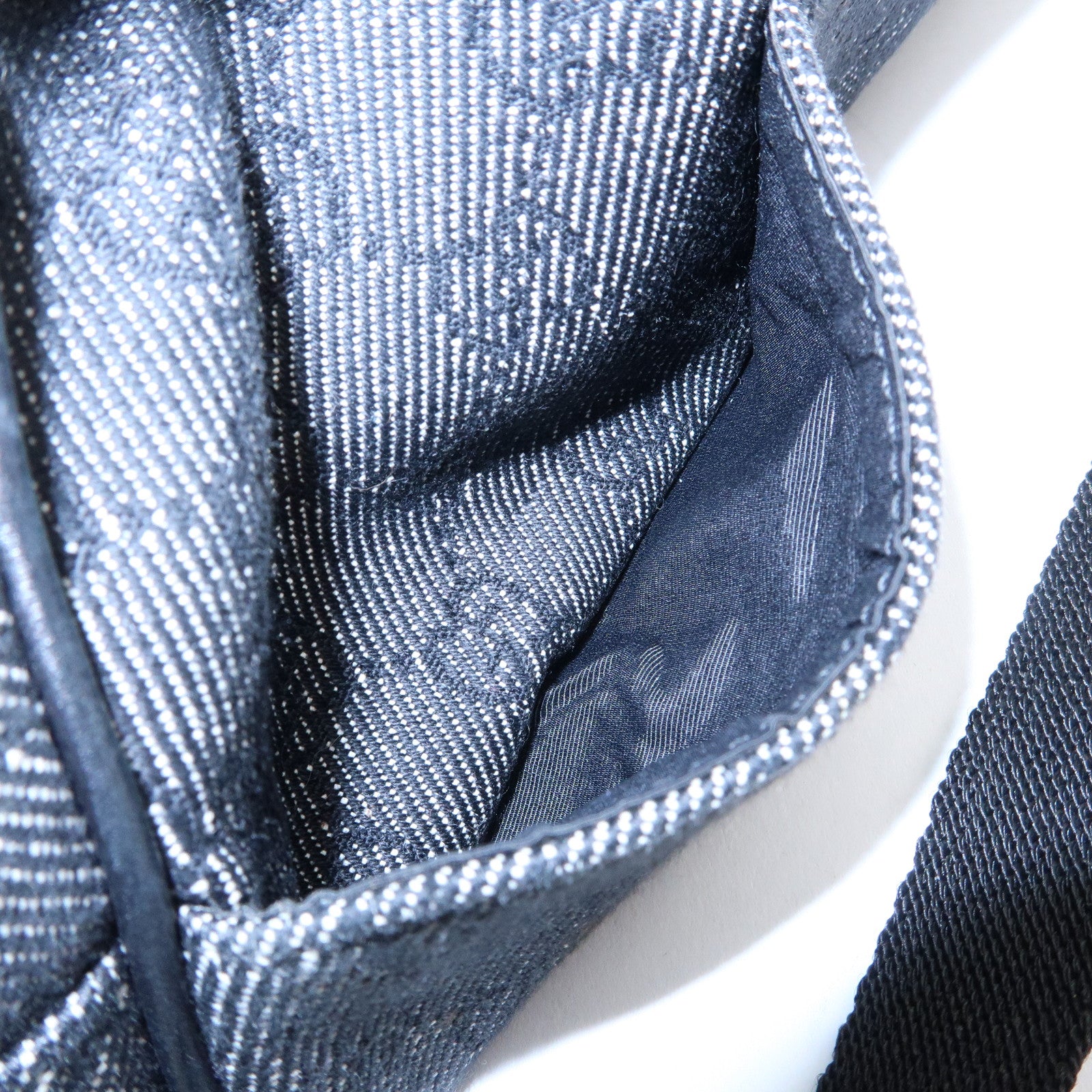 GUCCI Half Moon GG Denim Shoulder Bag Hand Bag Black 90781