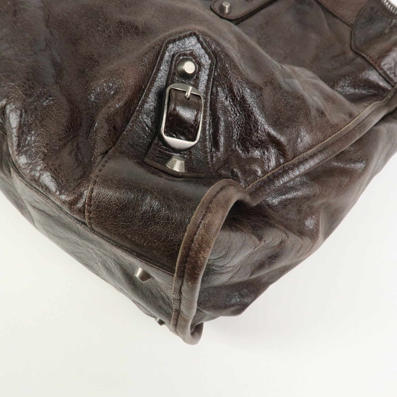 BALENCIAGA The Work Leather Tote bag Hand Bag Dark Brown 156541