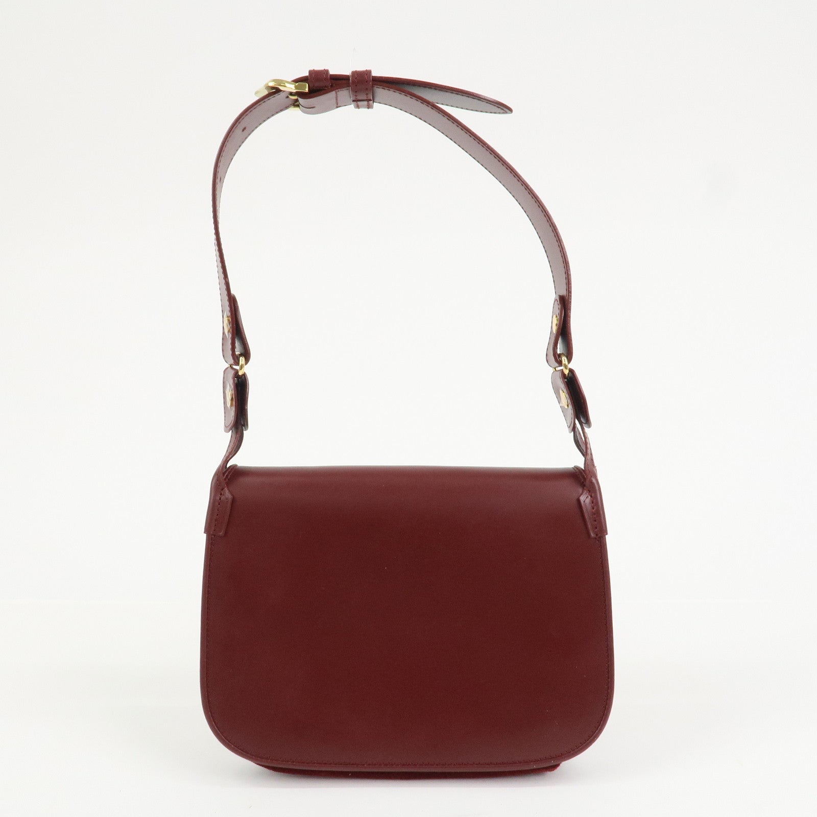 Cartier Must De Cartier Calf Leather Shoulder Bag Hand Bag Burgundy