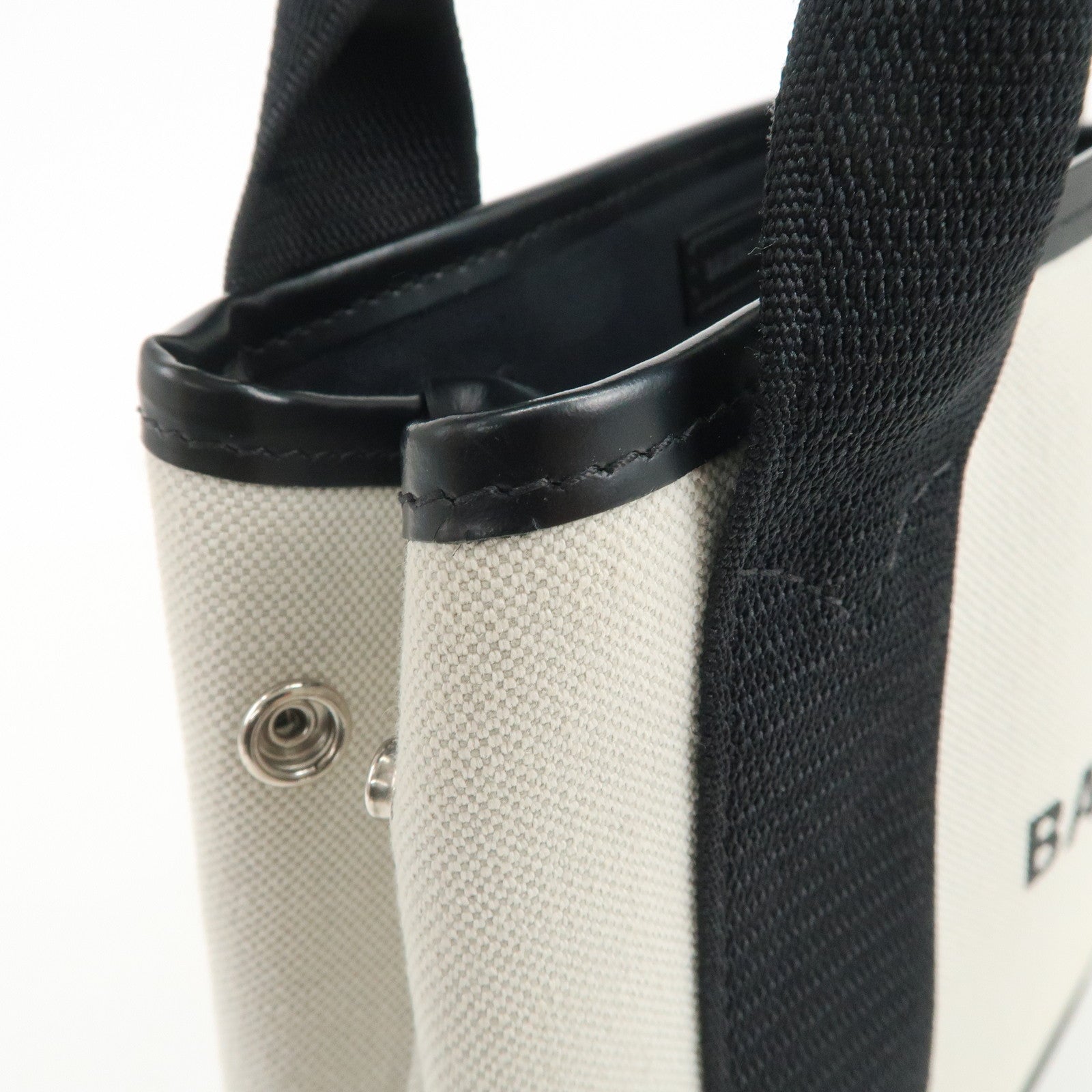 BALENCIAGA Navy Cabas XS Canvas Calf Skin 2Way Hand Bag 390346