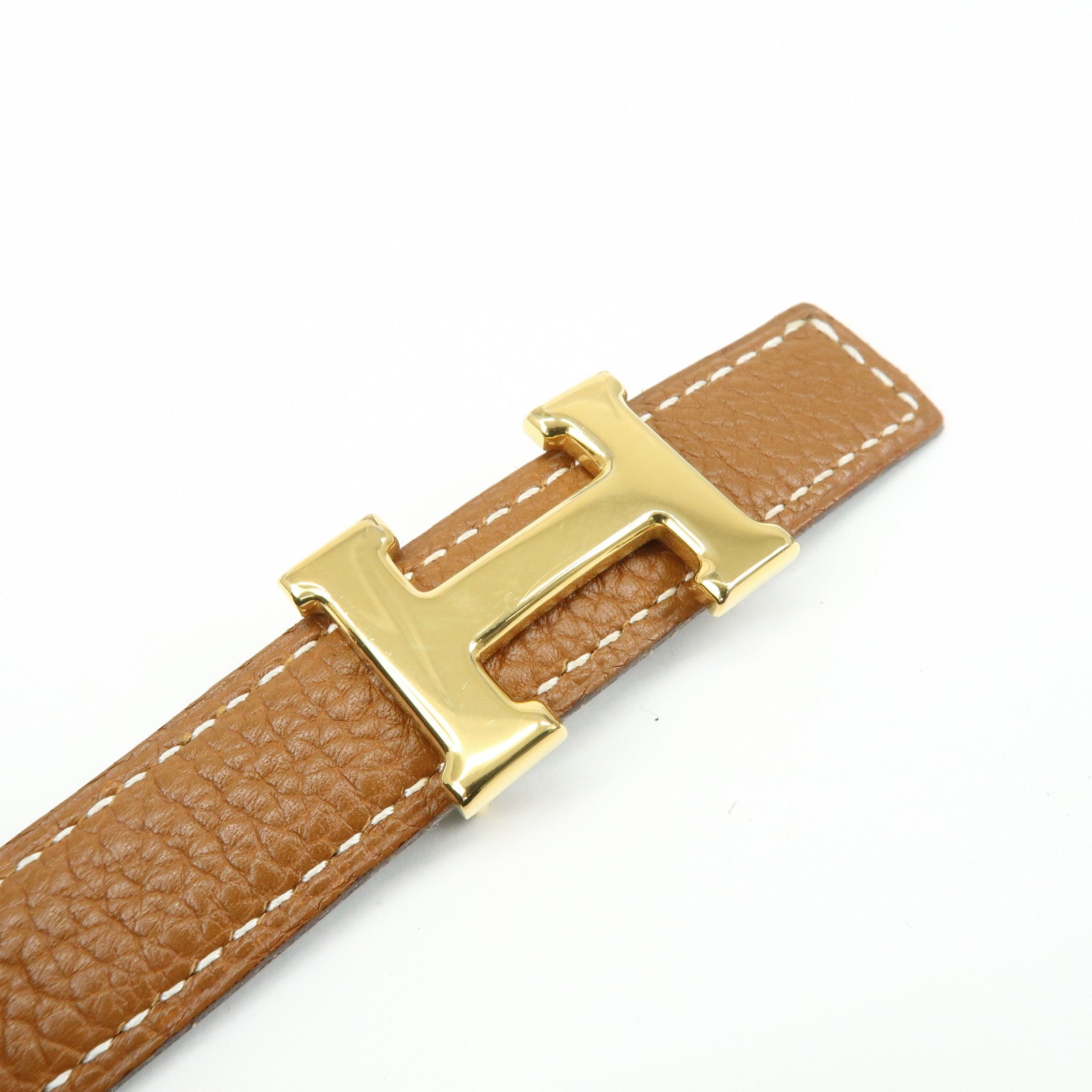 HERMES H Buckle □F Stamped Reversible Constance Belt 80 Black