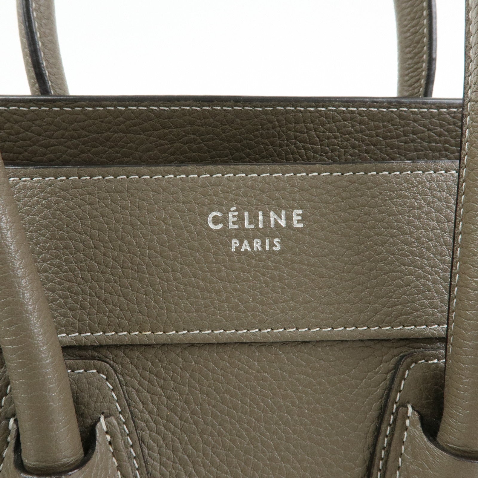 CELINE Luggage Micro Shopper Calf Leather Hand Bag Gray