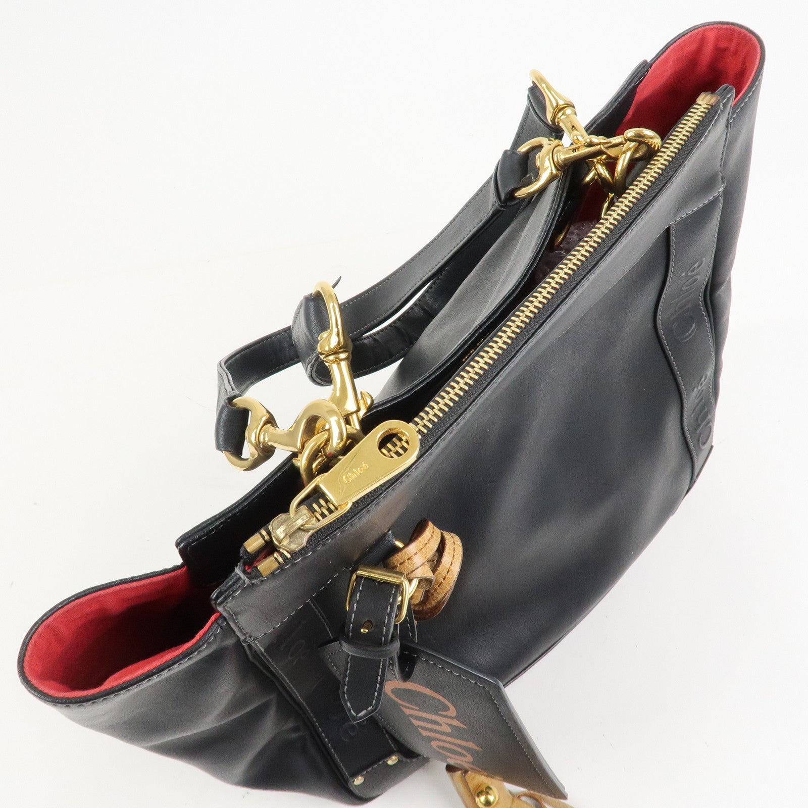 Chloe Eden Leather Tassel Shoulder Bag Hand Bag Black