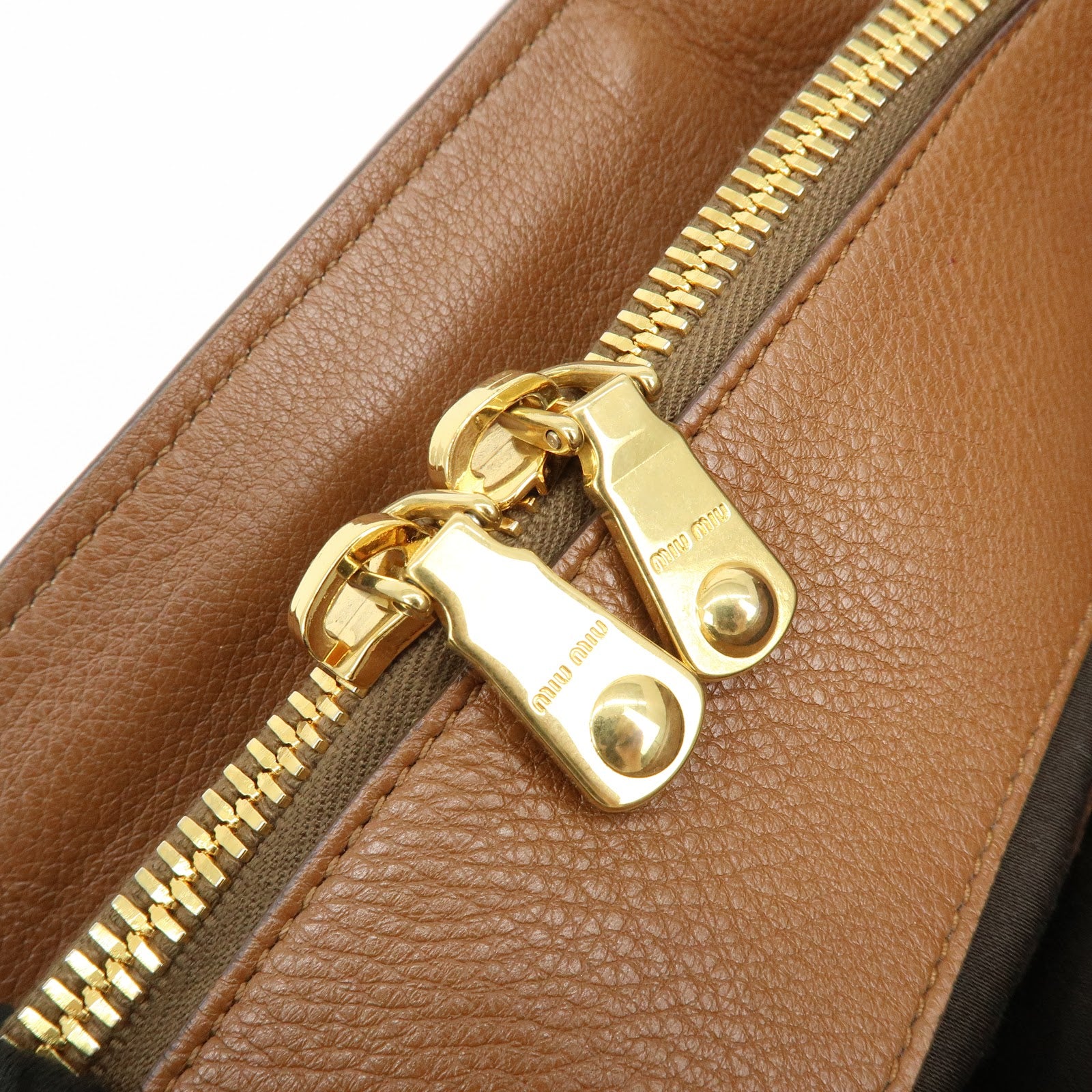 MIU MIU Madras Leather Tote Bag Shoulder Bag Brown