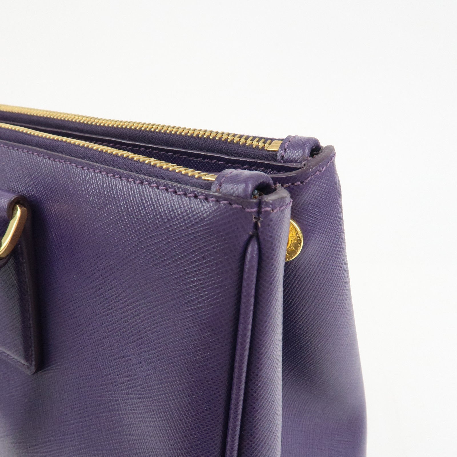 PRADA Saffiano Leather Galleria 2Way Bag Hand Bag Purple BN1786