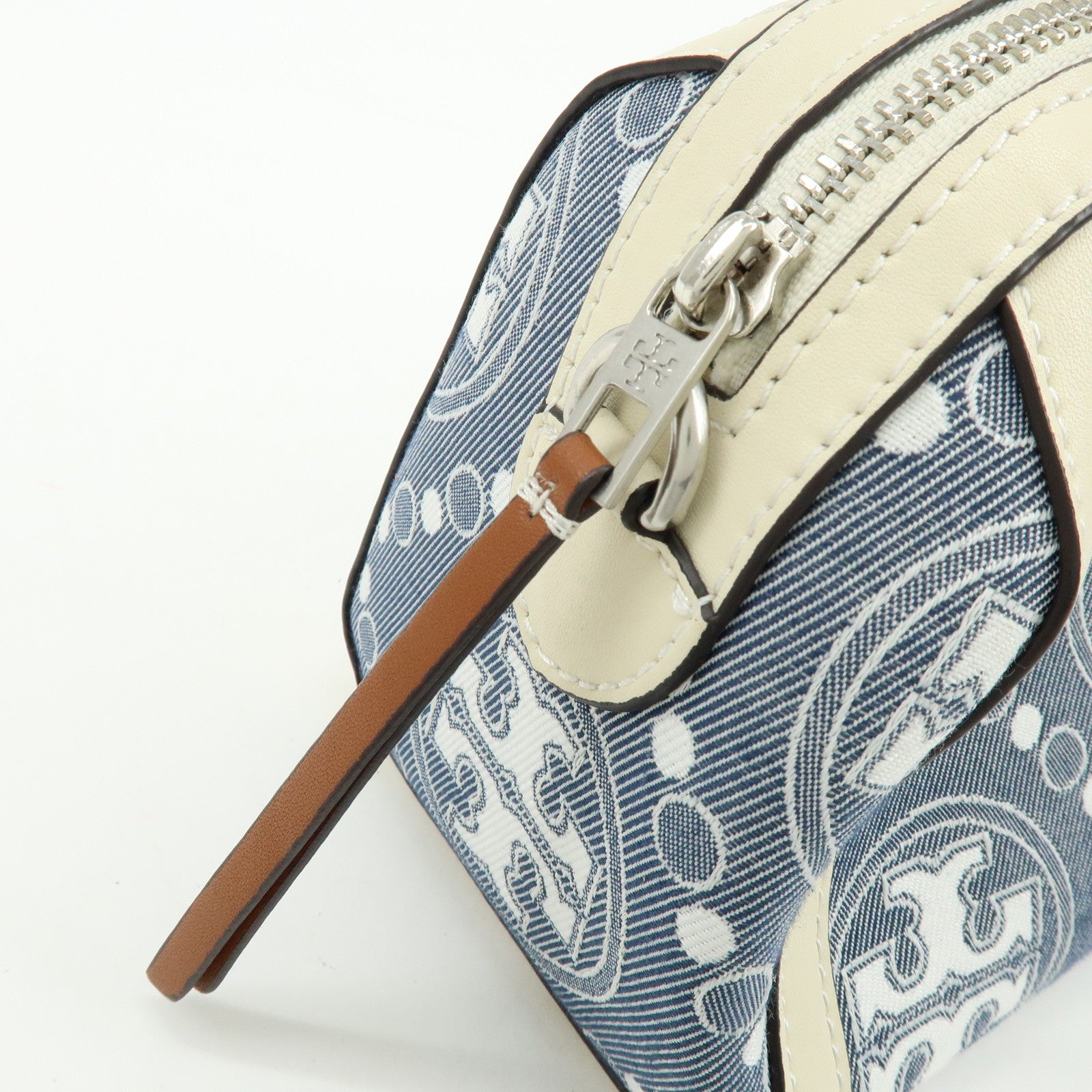 TORY BURCH T Monogram Canvas Leather 2Way Hand Shoulder Bag Blue