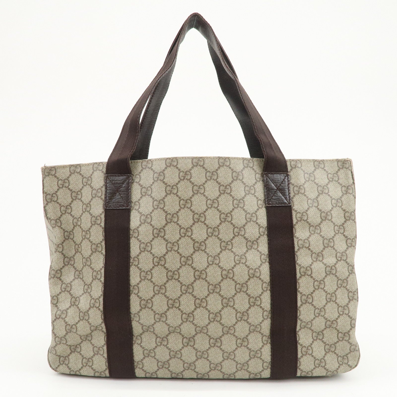 GUCCI GG Supreme Canvas Leather Tote Bag Shoulder Bag Brown 141624