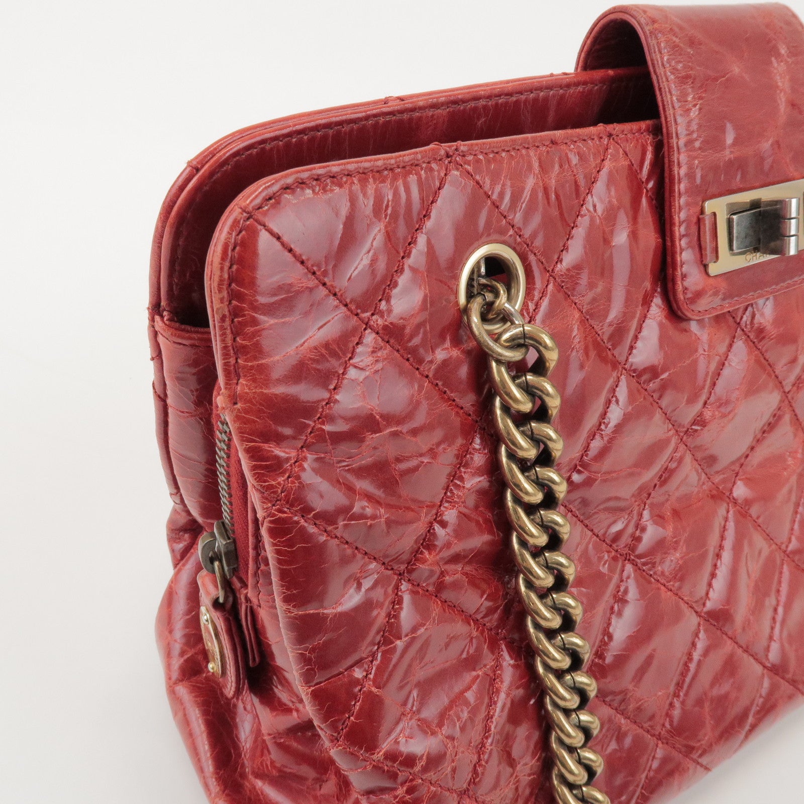 CHANEL CHANEL 2.55 Leather Chain Shoulder Bag Hand Bag Red