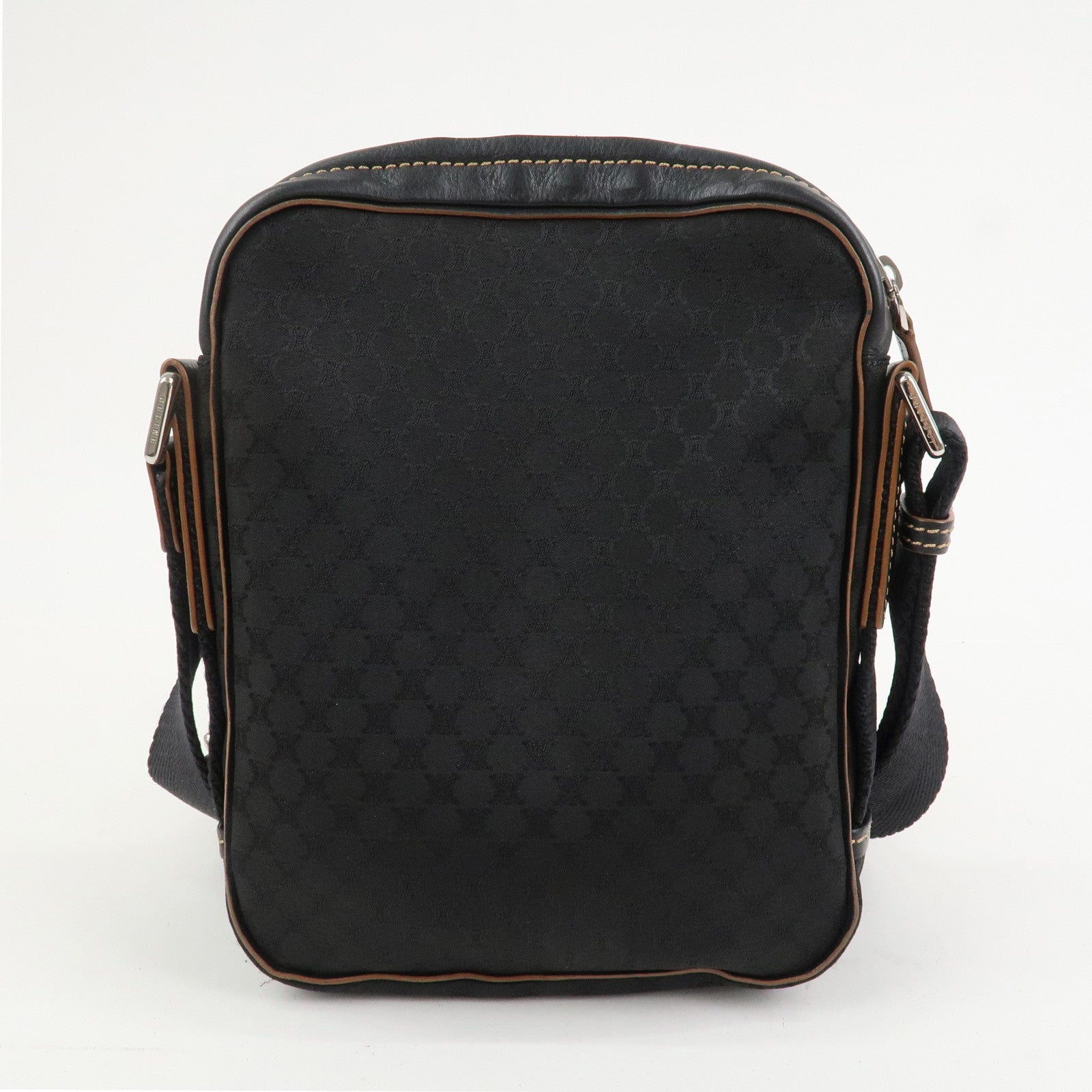 CELINE Macadam Canvas Leather Shoulder Bag Crossbody Bag Black