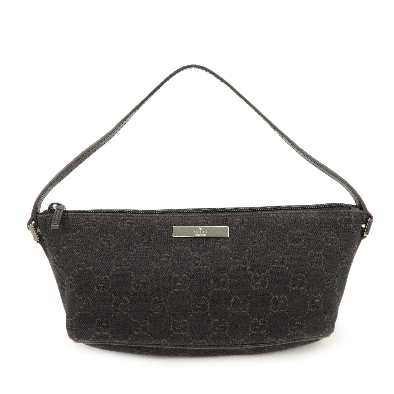 GUCCI Boat Bag GG Canvas Leather Hand Bag Brwon 07198