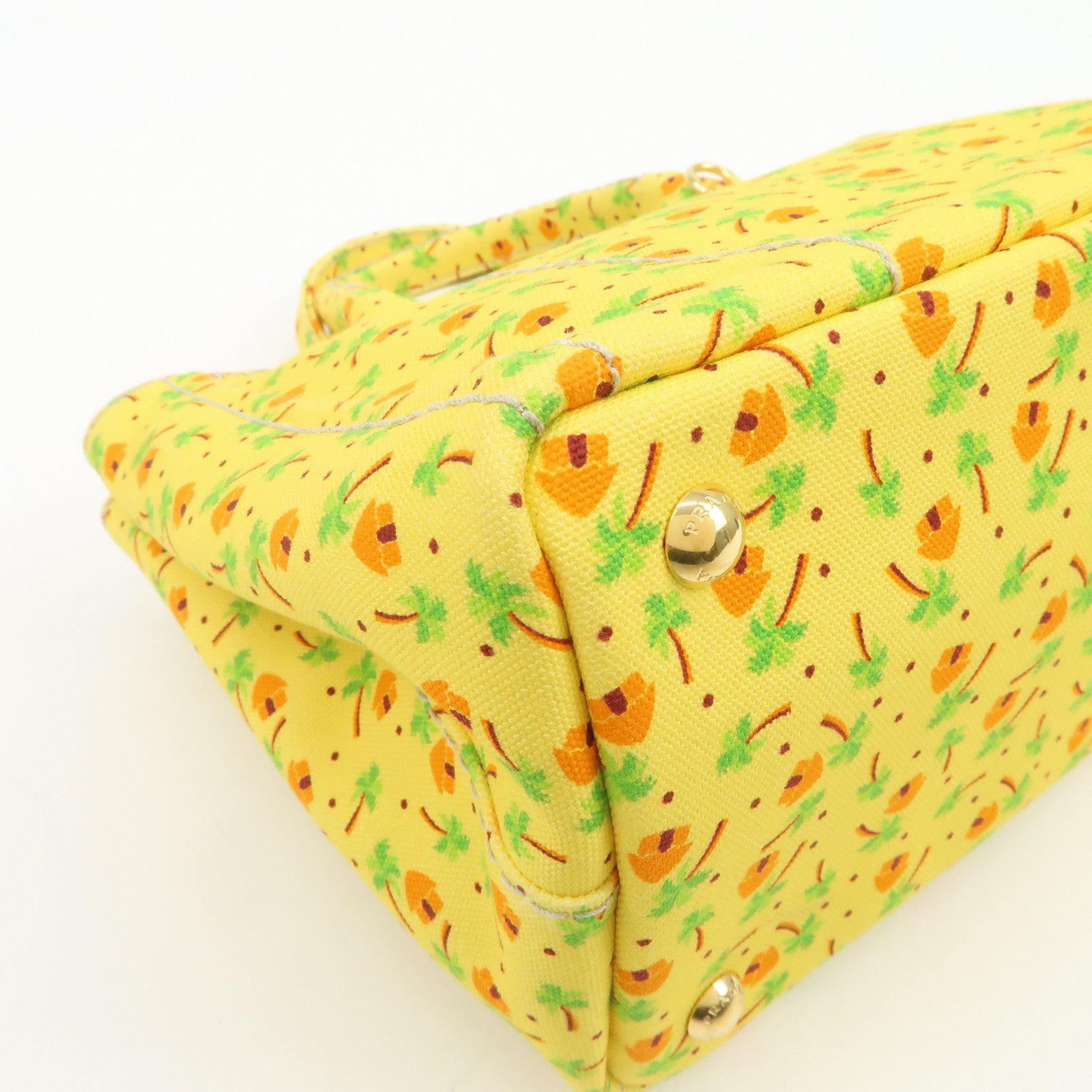 PRADA Canapa Mini Canvas 2Way Bag Hand Bag Yellow Orange 1BG439