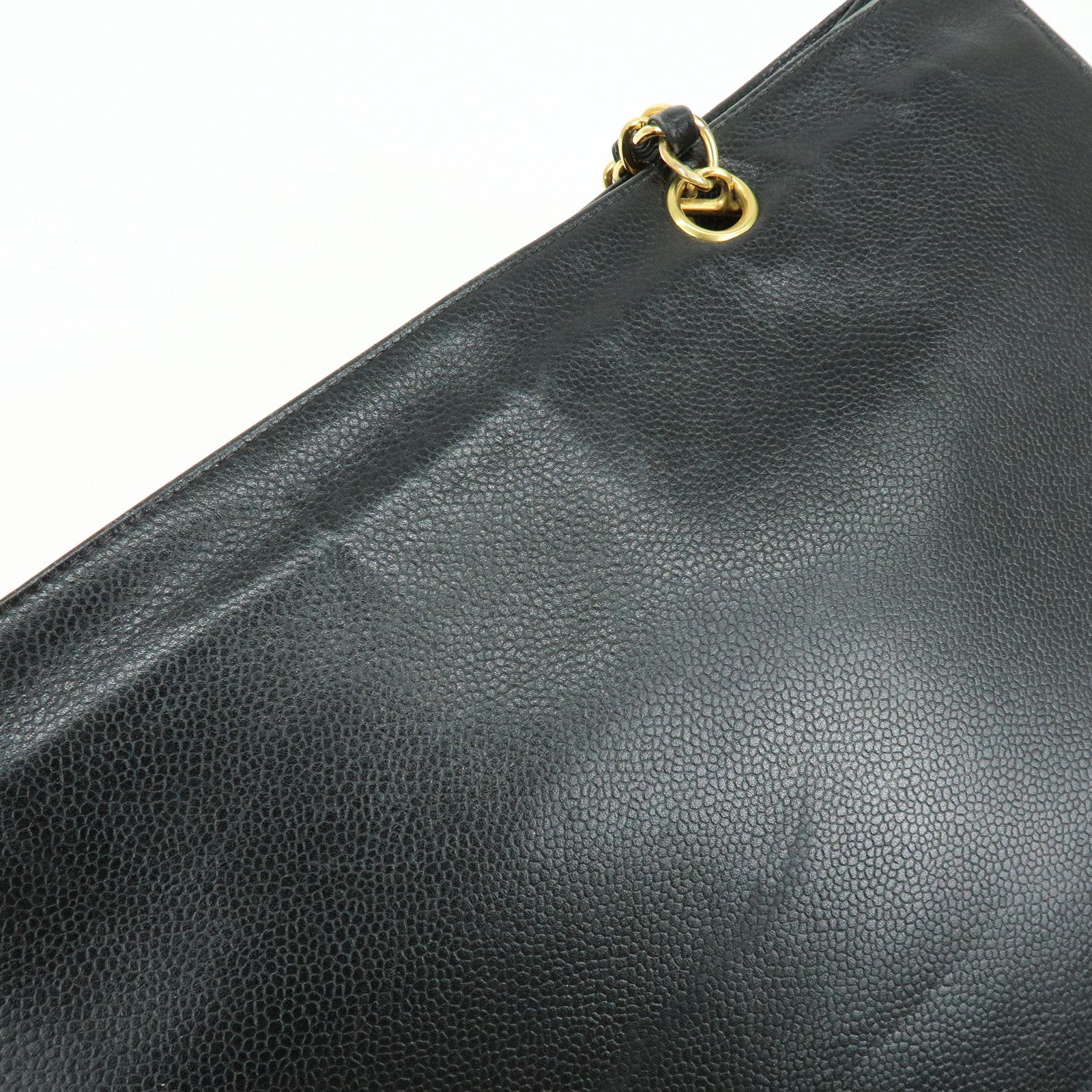 CHANEL COCO Mark Caviarskin Tote Bag Chain Shoulder Bag Black