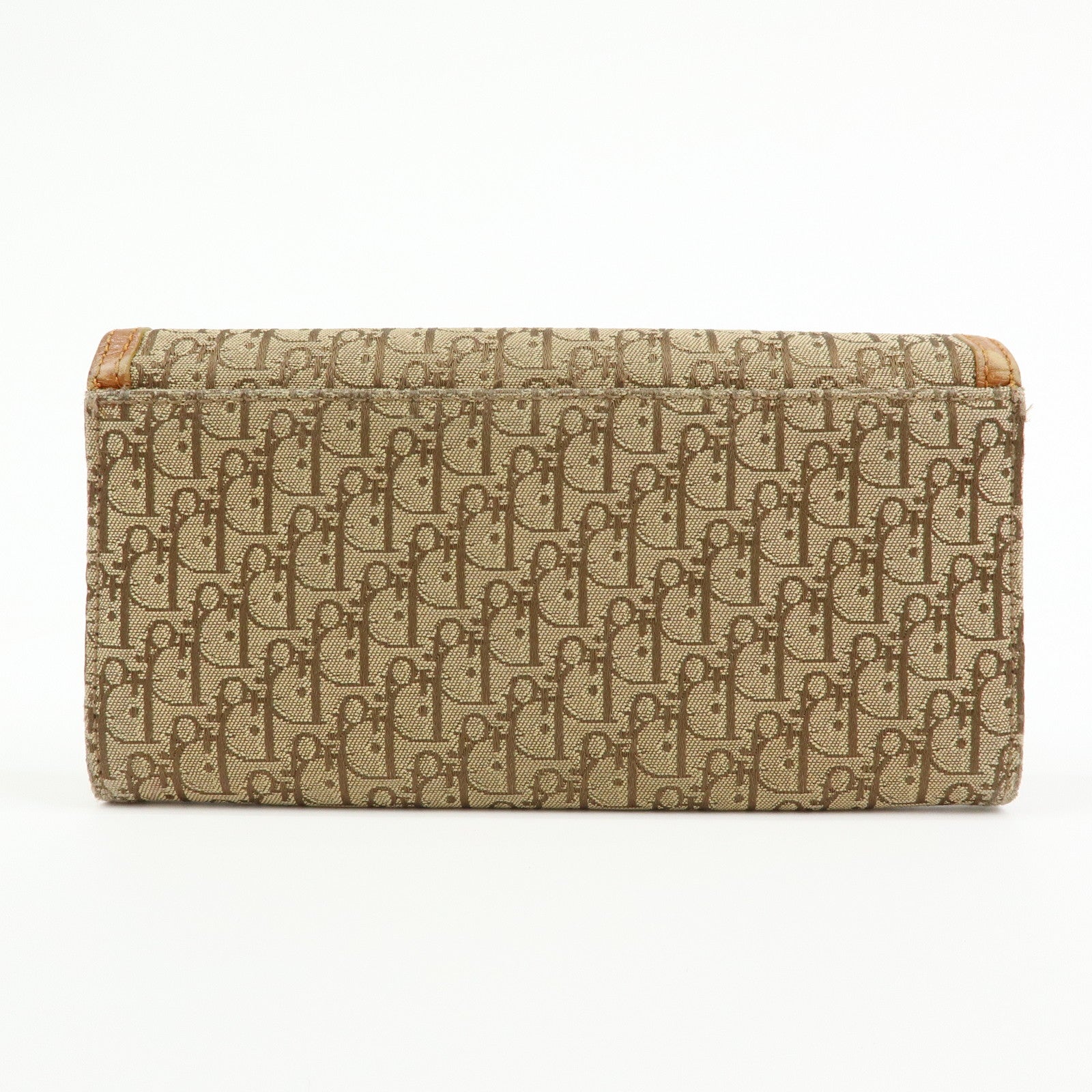 Christian Dior Trotter Street Chic Canvas Leather Long Wallet Brown