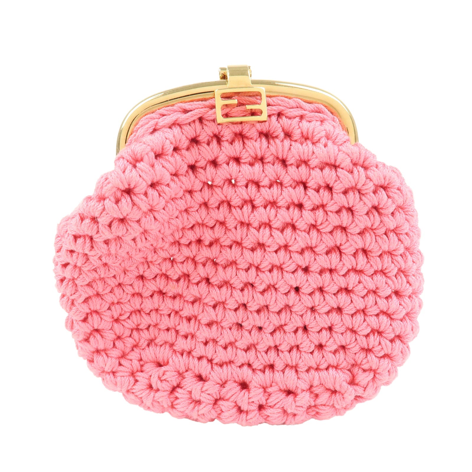 FENDI Small Cotton Knit Pouch Coin Case Pink 8M0454