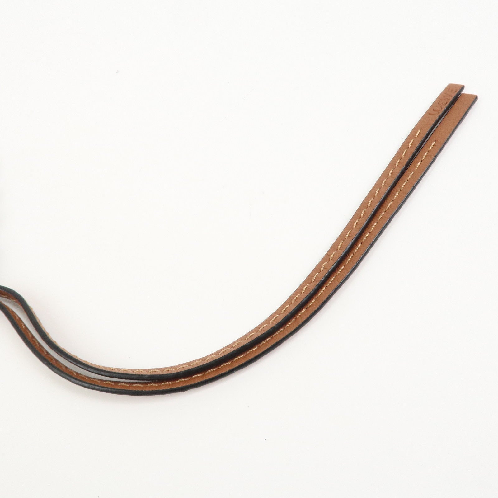 LOEW Anagram Leather Bag Charm Key Chain Yellow Black Brown