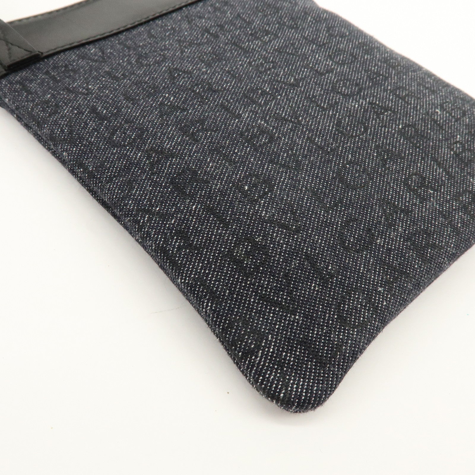 BVLGARI Logo Mania Denim Leather Shoulder Bag Crossbody Bag Black