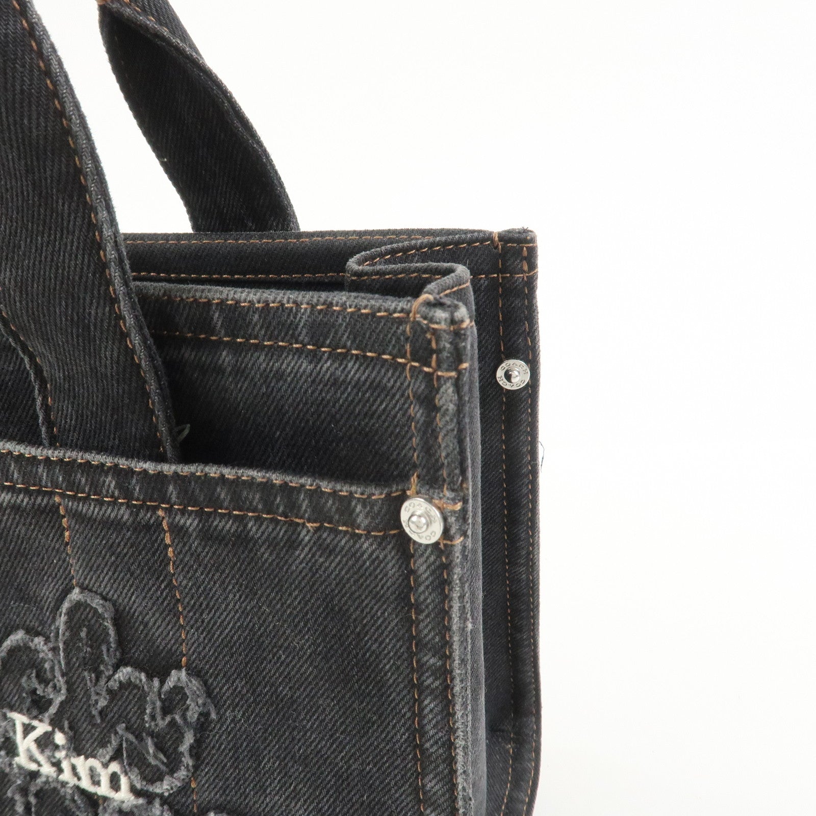 COACH Denim Leather 2Way Shoulder Bag Hand Bag Black