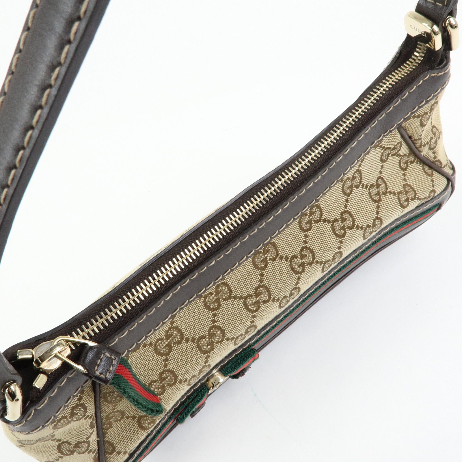 GUCCI Mayfair Sherry GG Canvas Leather Shoulder Bag Beige 269893