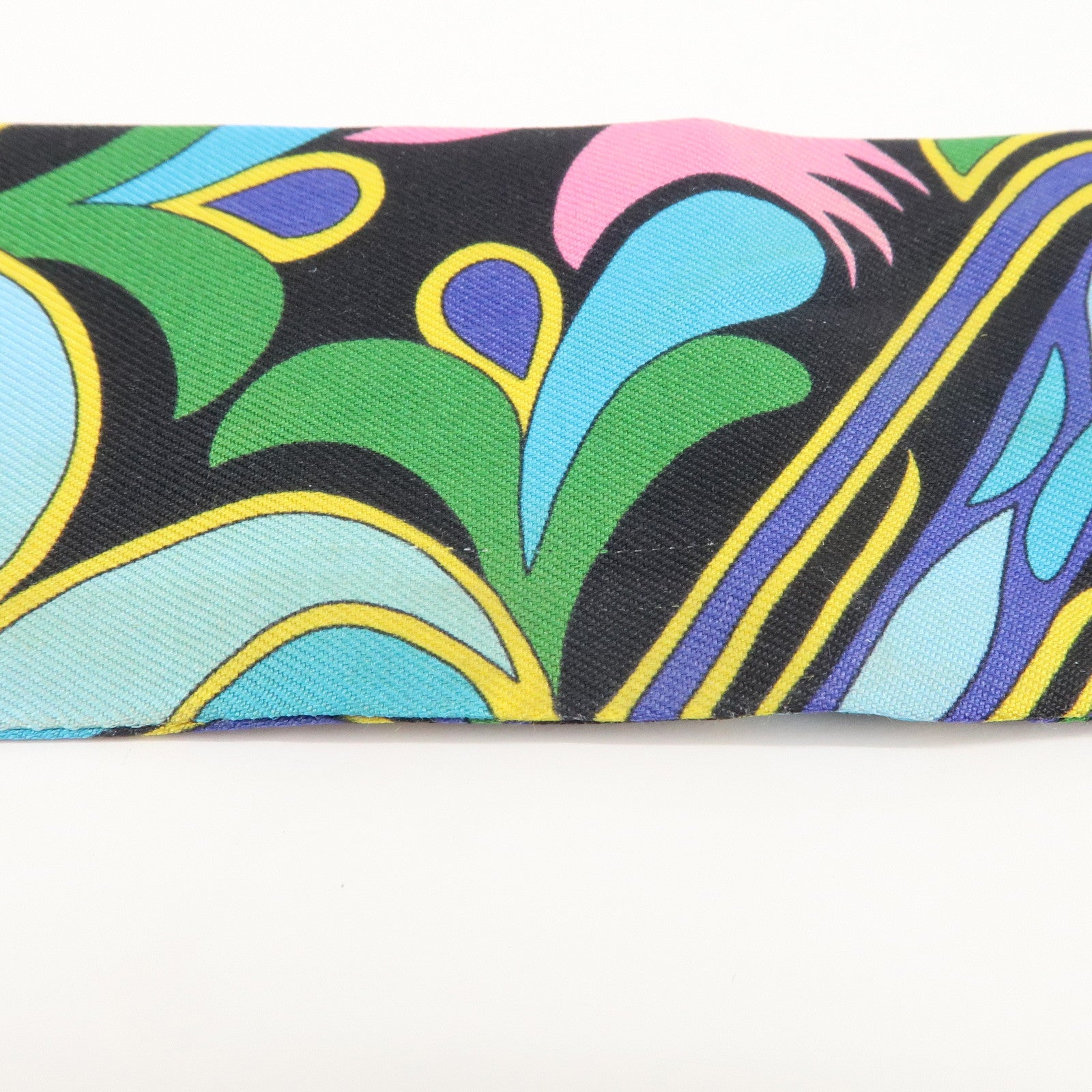 HERMES Silk 100％ Twilly Scarf FOLKLORE Black Pink Used