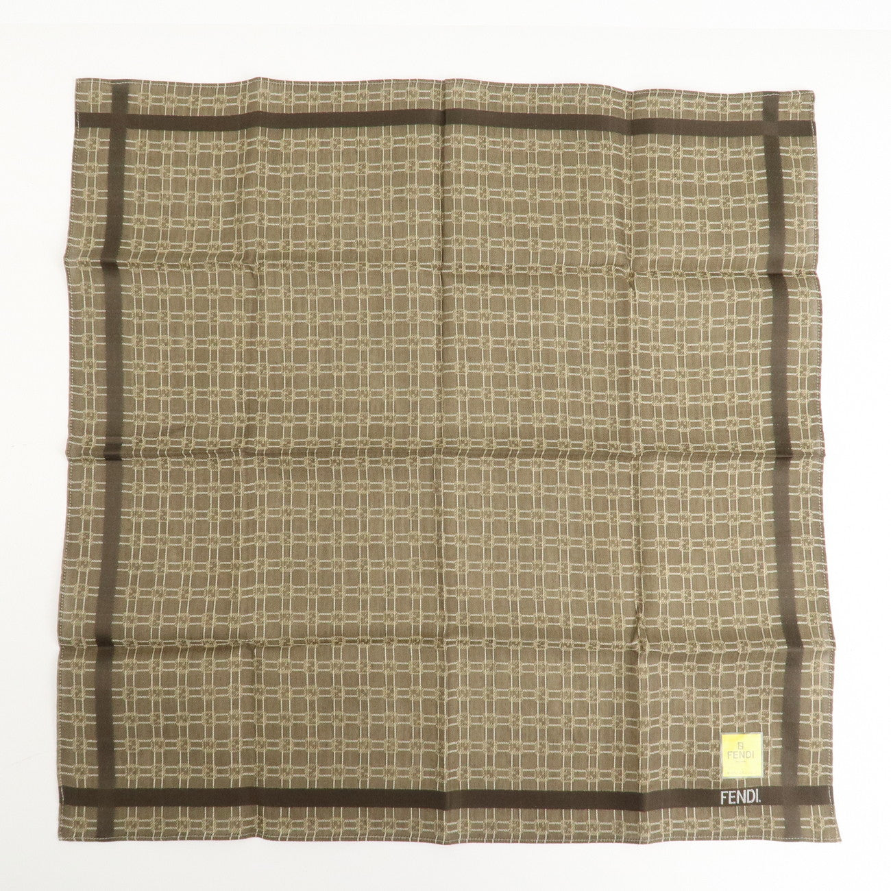 FENDI Set of 5 Cotton 100% Handkerchief Brown Black Navy Used