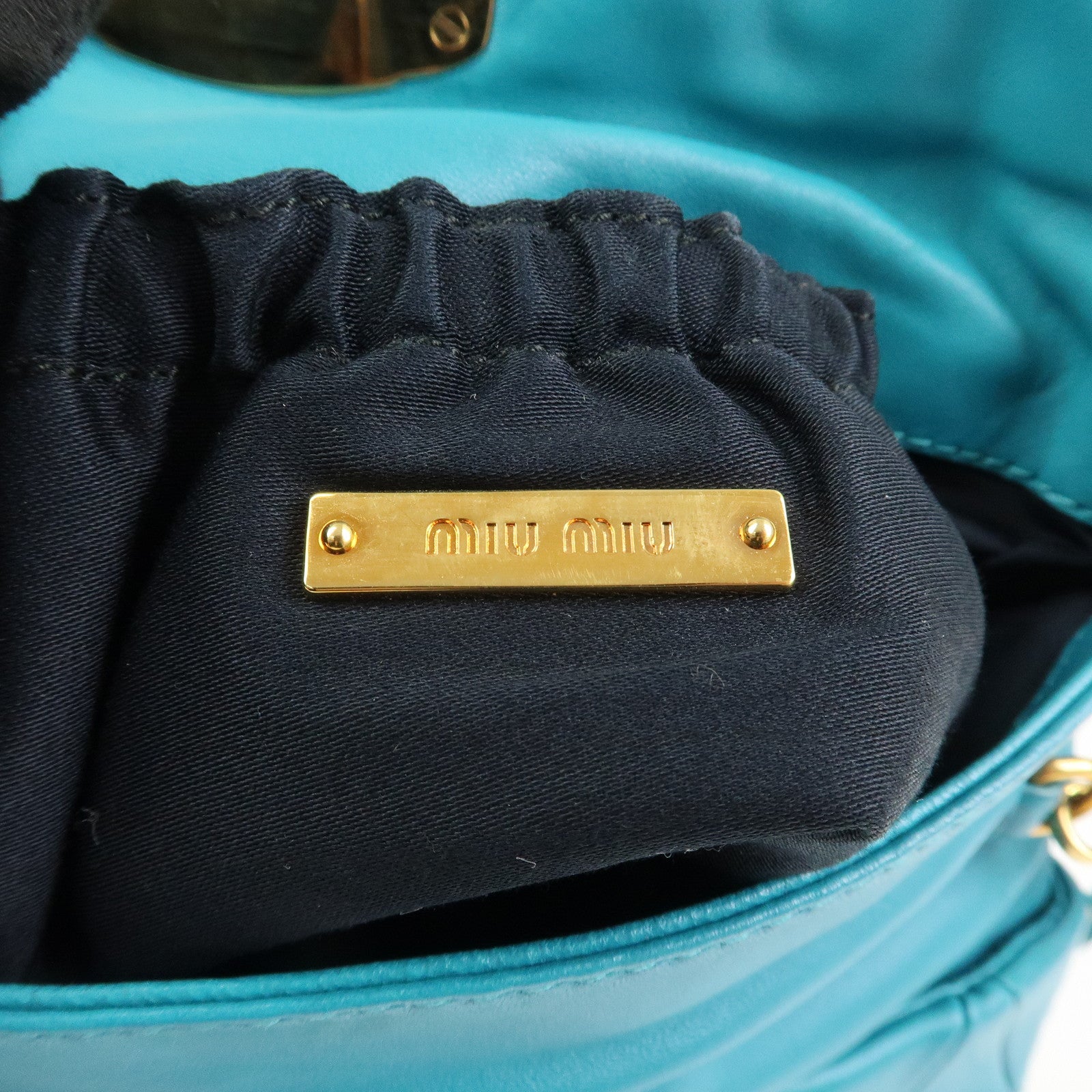 MIUMIU Matelasse Leather 2 Way Bag Shoulder Bag Blue RP0169