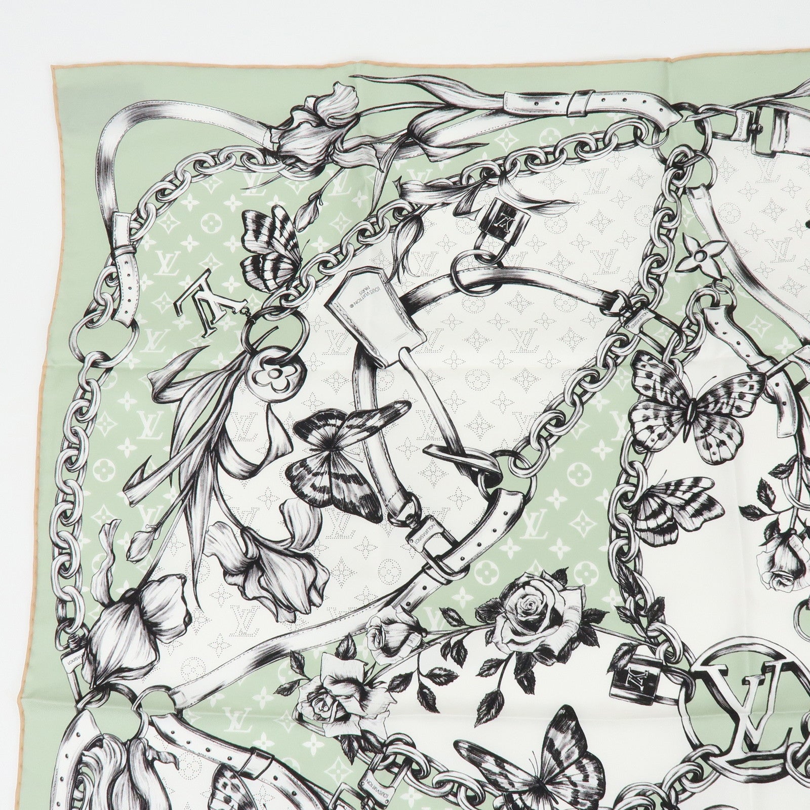 Louis Vuitton Blooming Monogram Carre 90 Silk 100% Scarf M96872