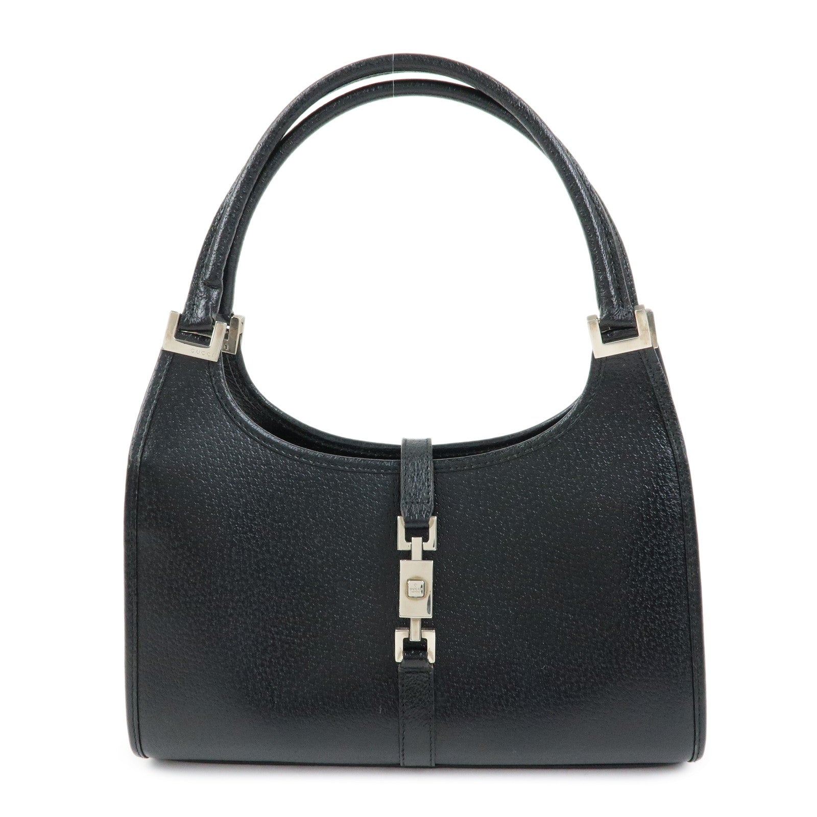 GUCCI Jackie Leather Hand Bag Black 0021068