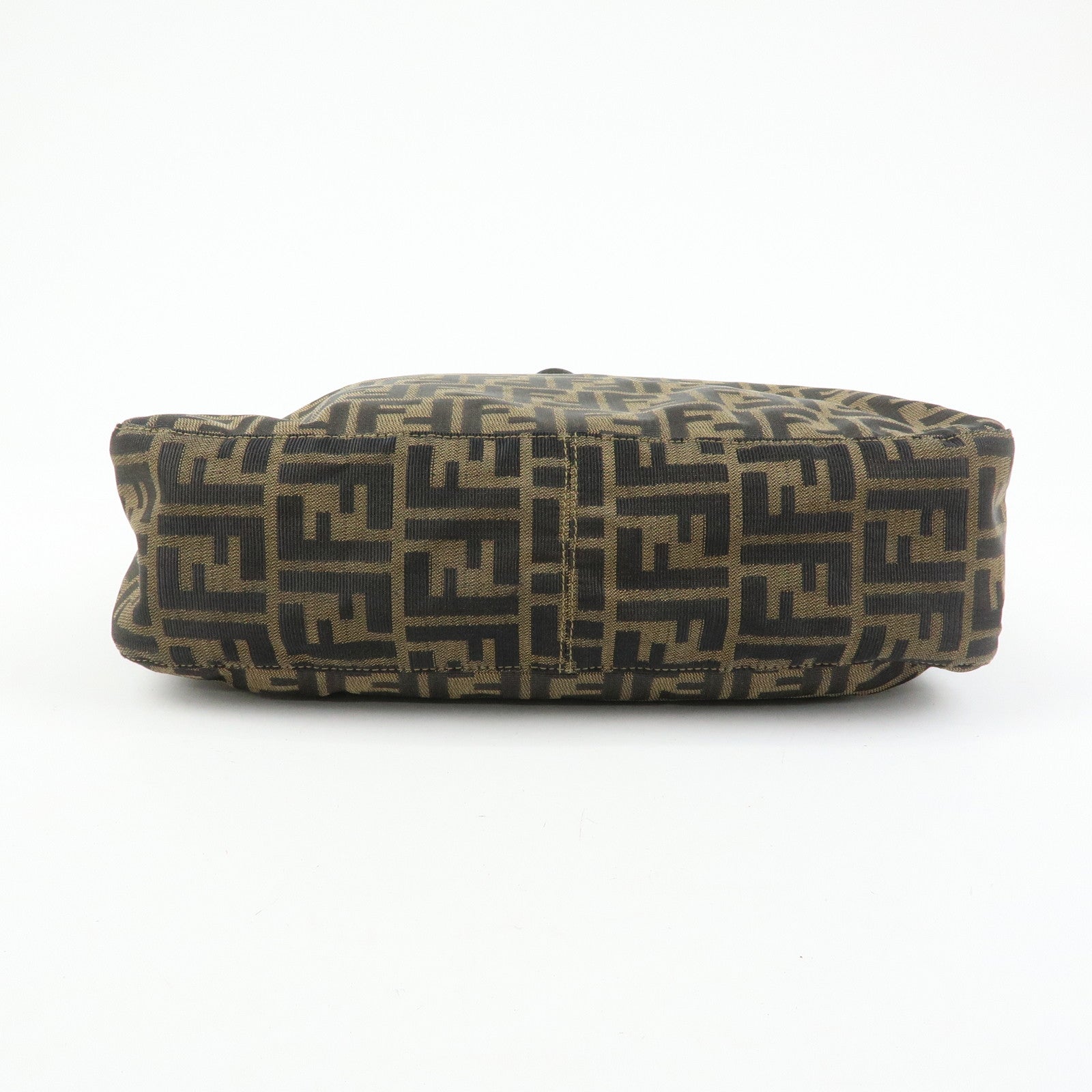 FENDI Zucca Canvas Leather Shoulder Bag Hand Bag Brown