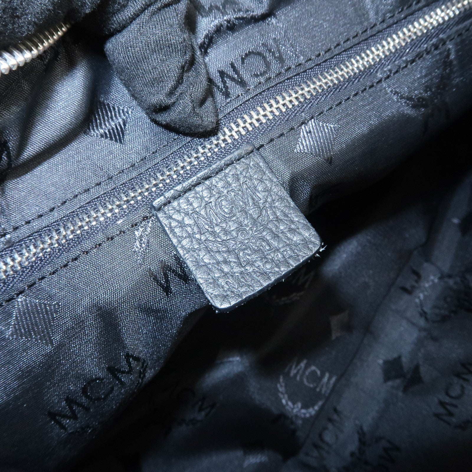 MCM Visetos Logo Leather Shoulder Bag Hand Bag Black