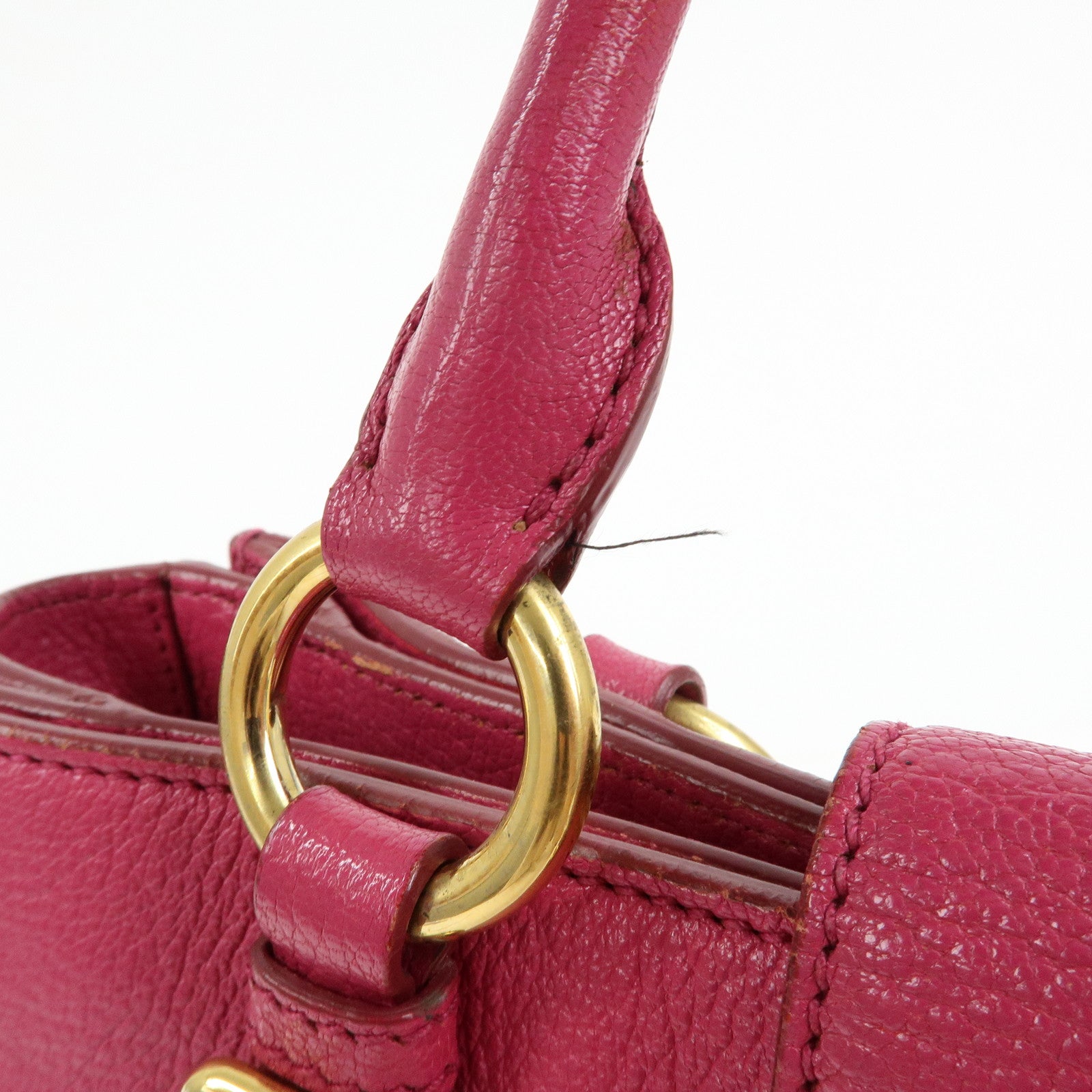 MIU MIU Madras Leather 2Way Bag Hand Bag Shoulder Bag Pink