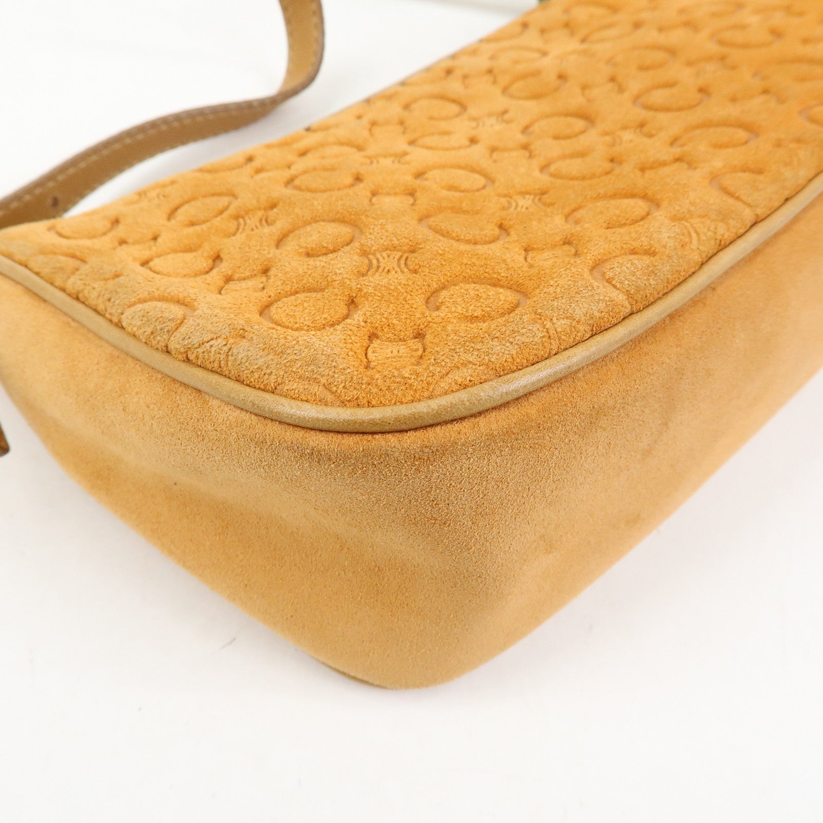 CELINE C Macadam Suede Leather Shoulder Bag Hand Bag Brown