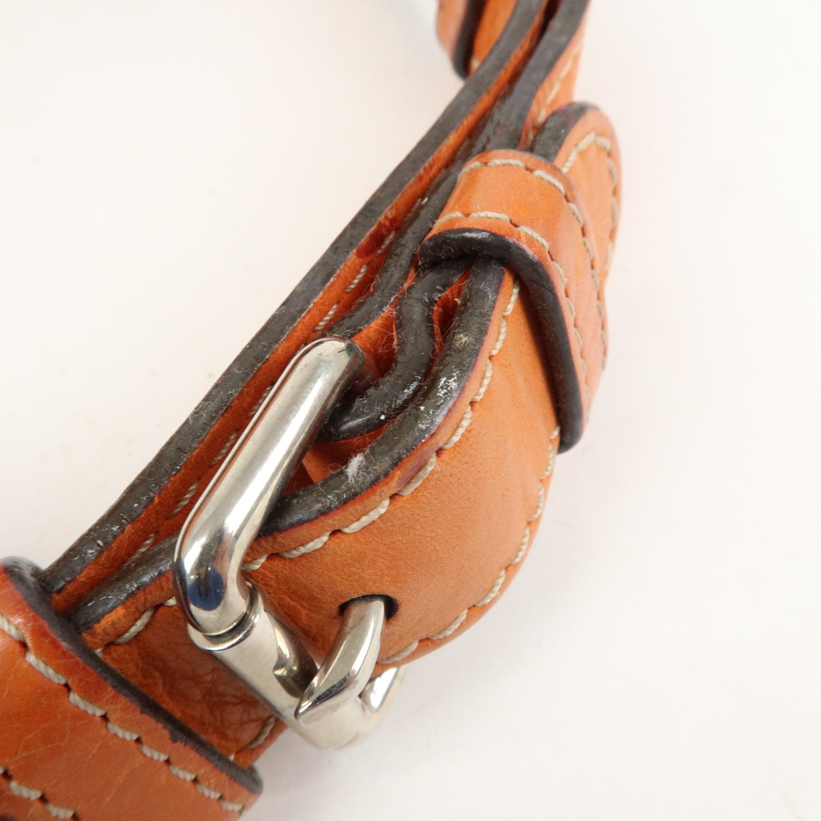 LOEWE Anagram Logo Leather Shoulder Bag Hand Bag Orange