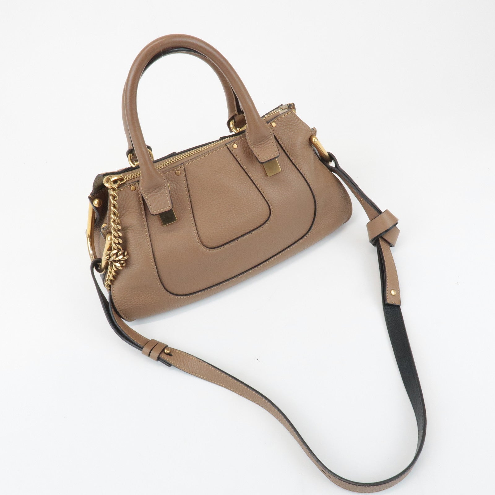 Chloe Hayley Leather 2WAY Bag Hand Bang Shoulder Bag Brown