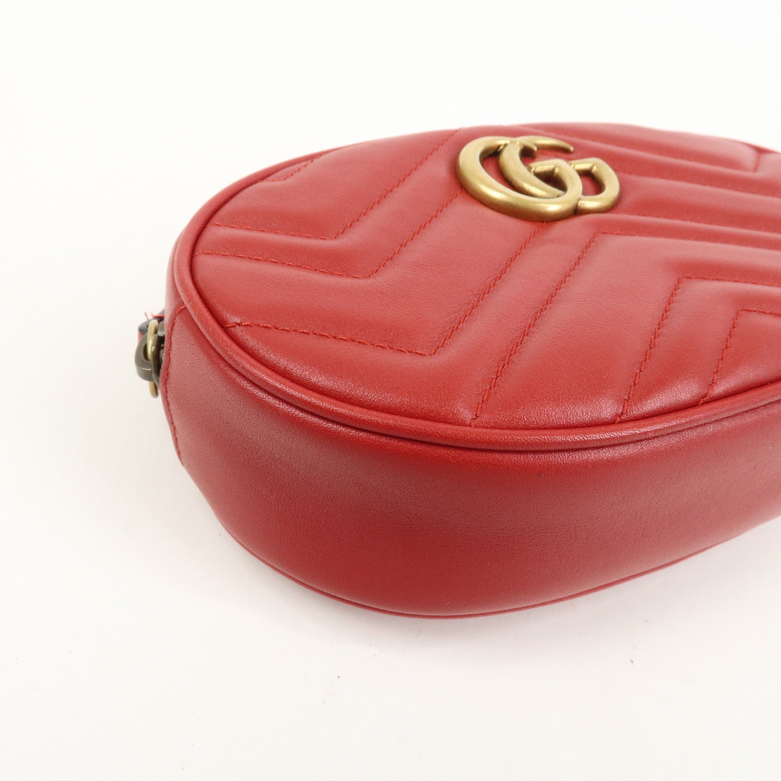 GUCCI GG Marmont Leather Waist Bag Crossbody Bag Red 476434