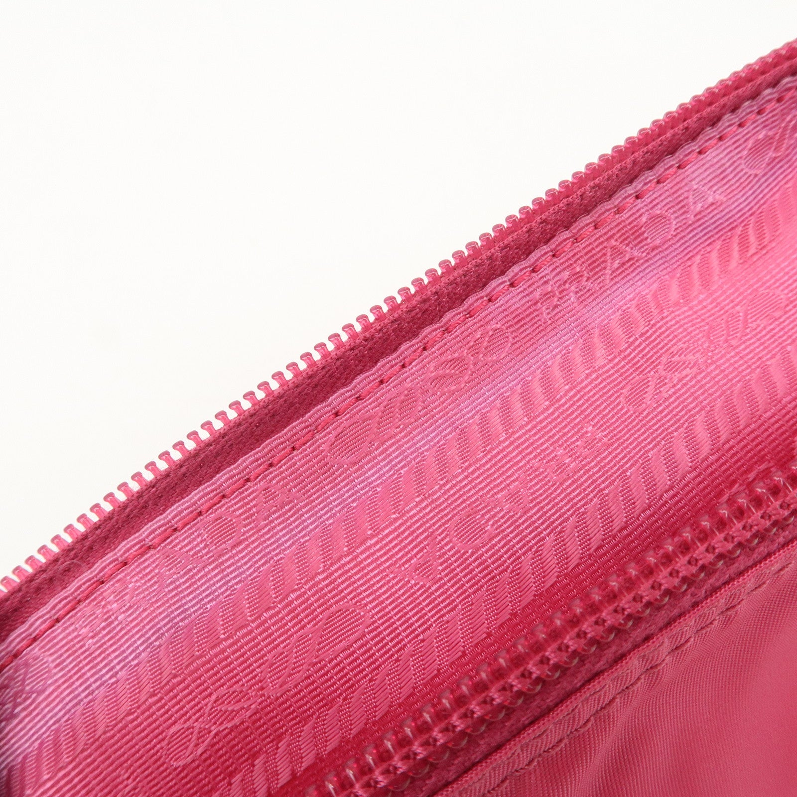 PRADA Triangle Logo Nylon Pouch Cosmetic Pouch Fuchsia Pink 1NA693