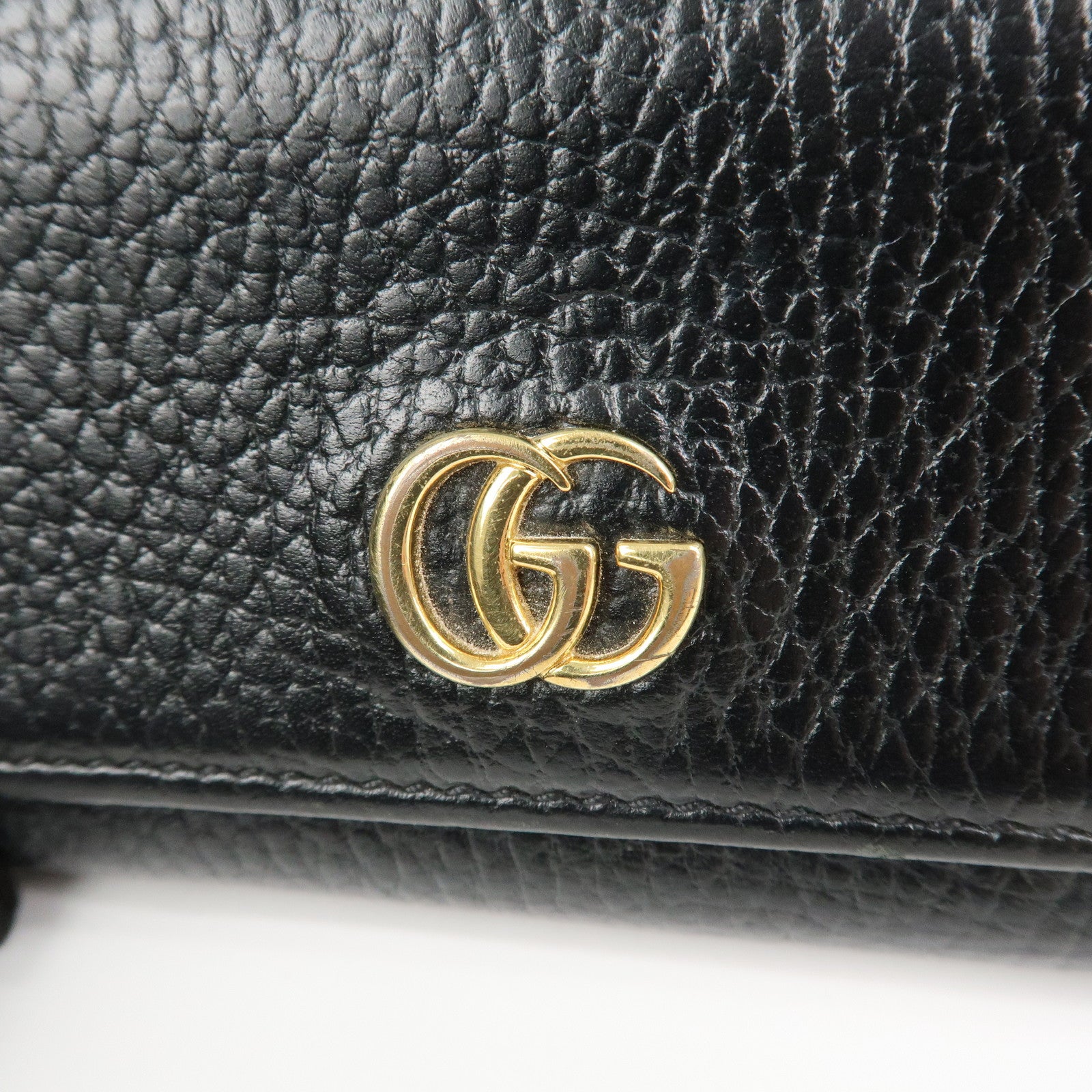 GUCCI GG Marmont Leather Small Tri-fold Compact Wallet Black 644407
