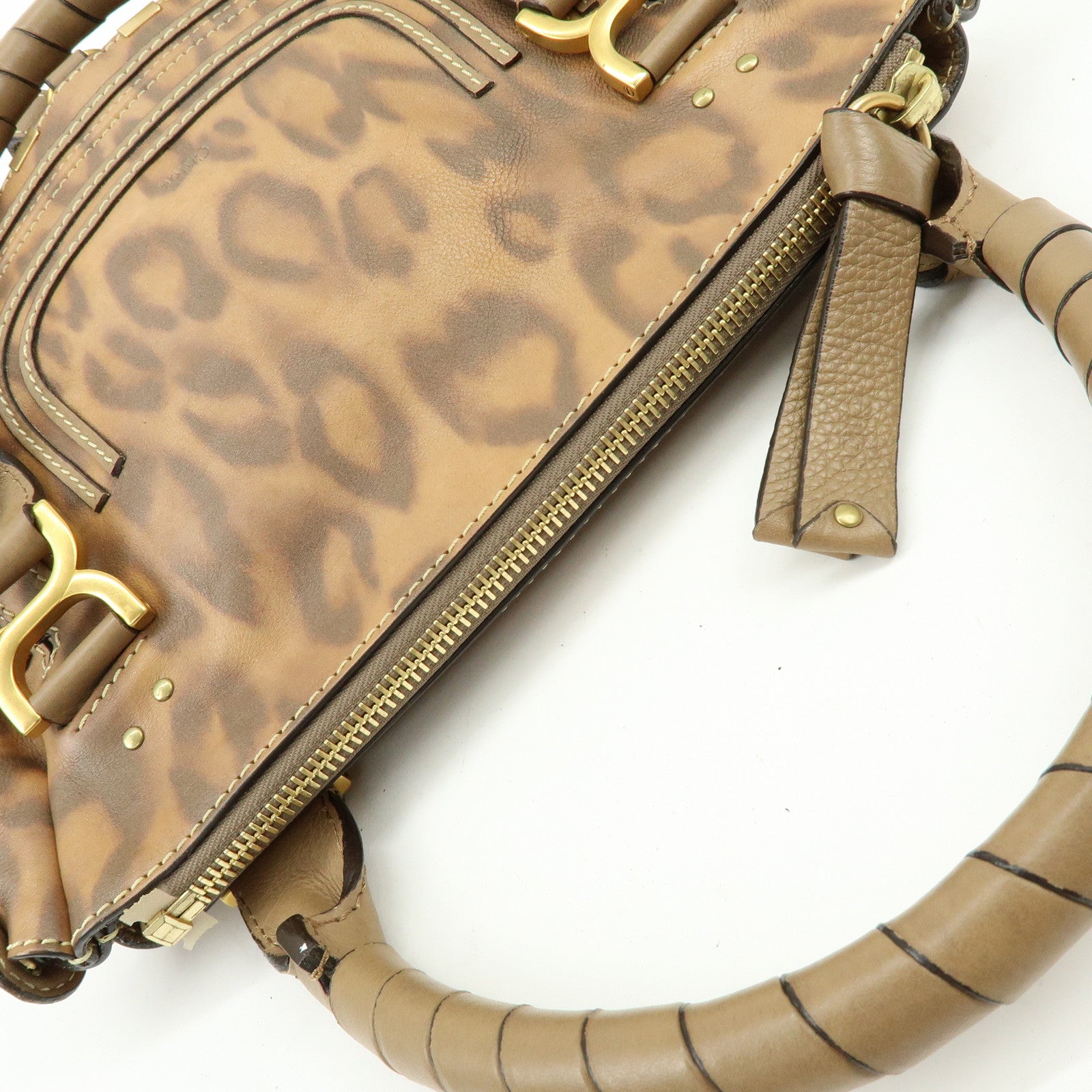 Chloe Marcie Leather Hand Bag Leopard Brown Limited Edition