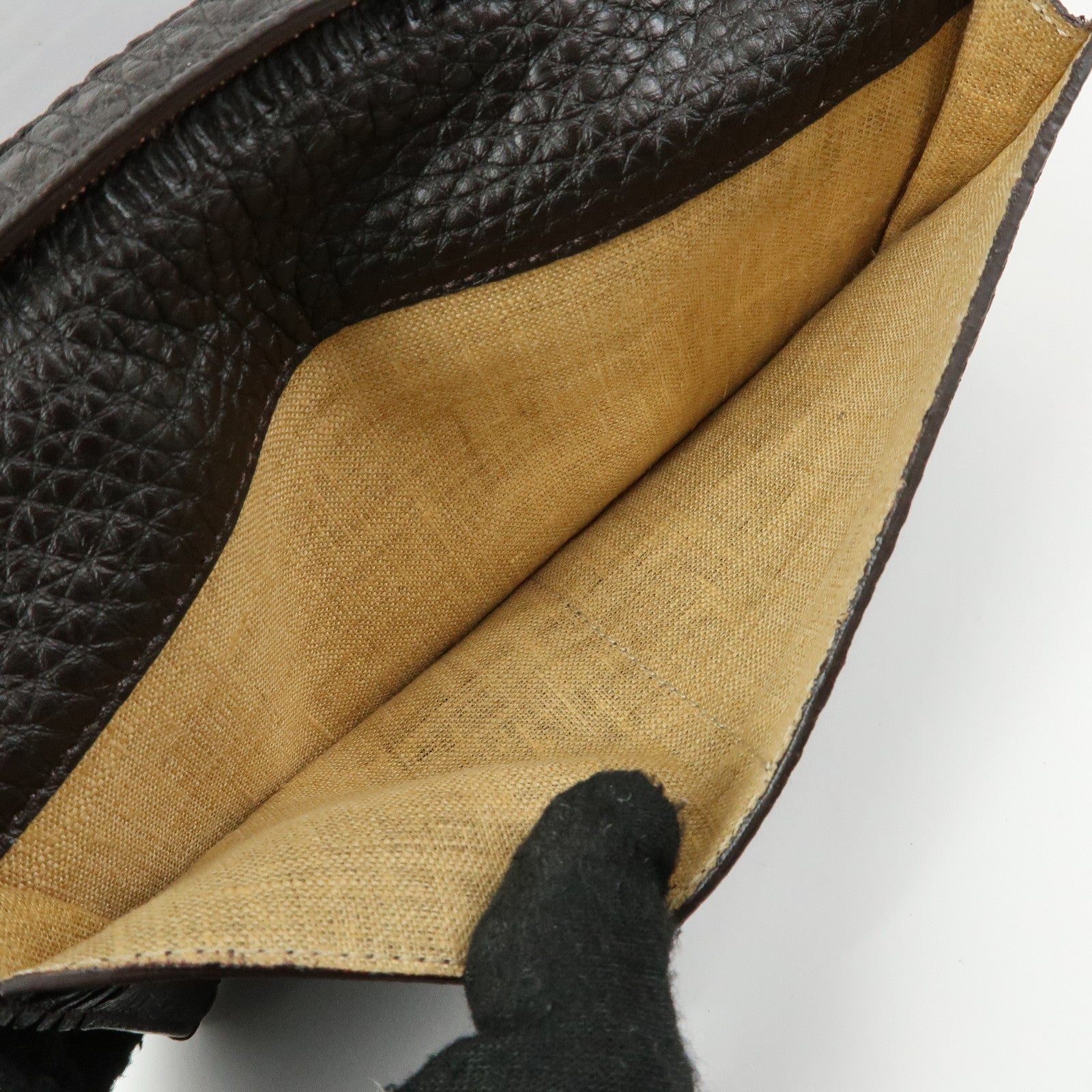 FENDI Selleria Leather Long Flap Wallet Dark Brown 8M0144