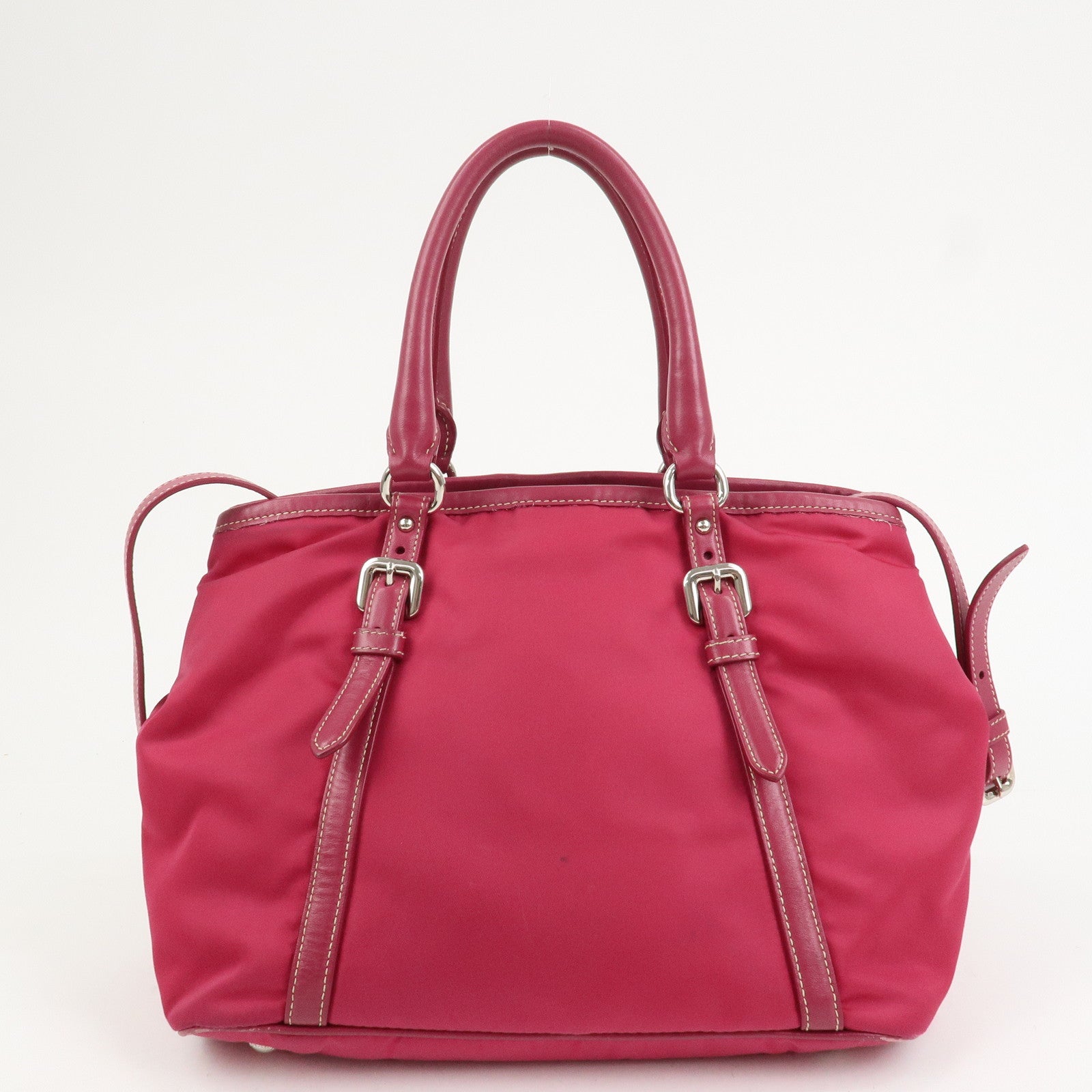 PRADA Logo Nylon Leather 2Way Bag Tote Bag Shoulder Bag Pink BN1841