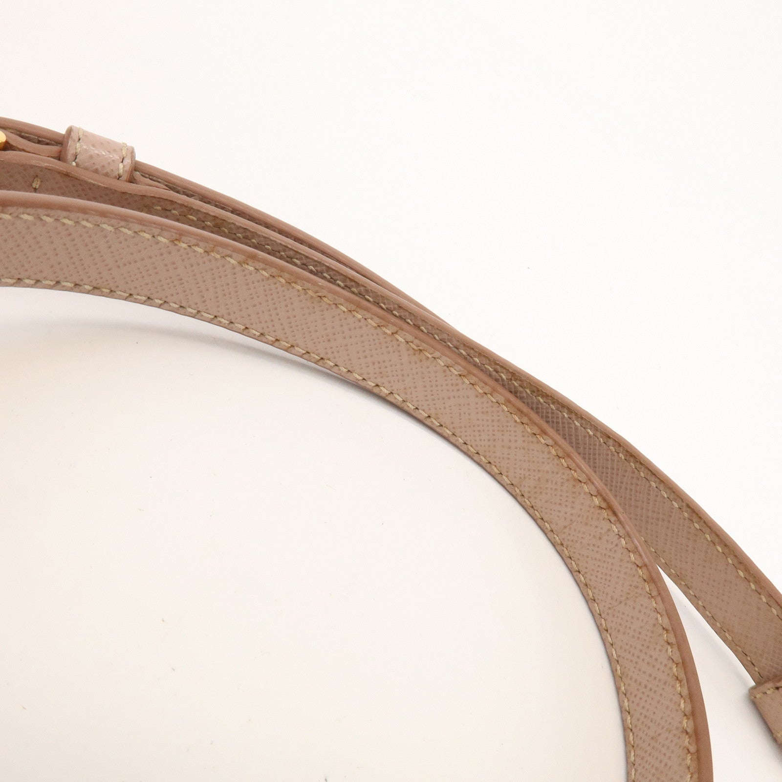 PRADA Traingle Logo Galleria 2Way Bag Hand Bag Pink Beige1BA863